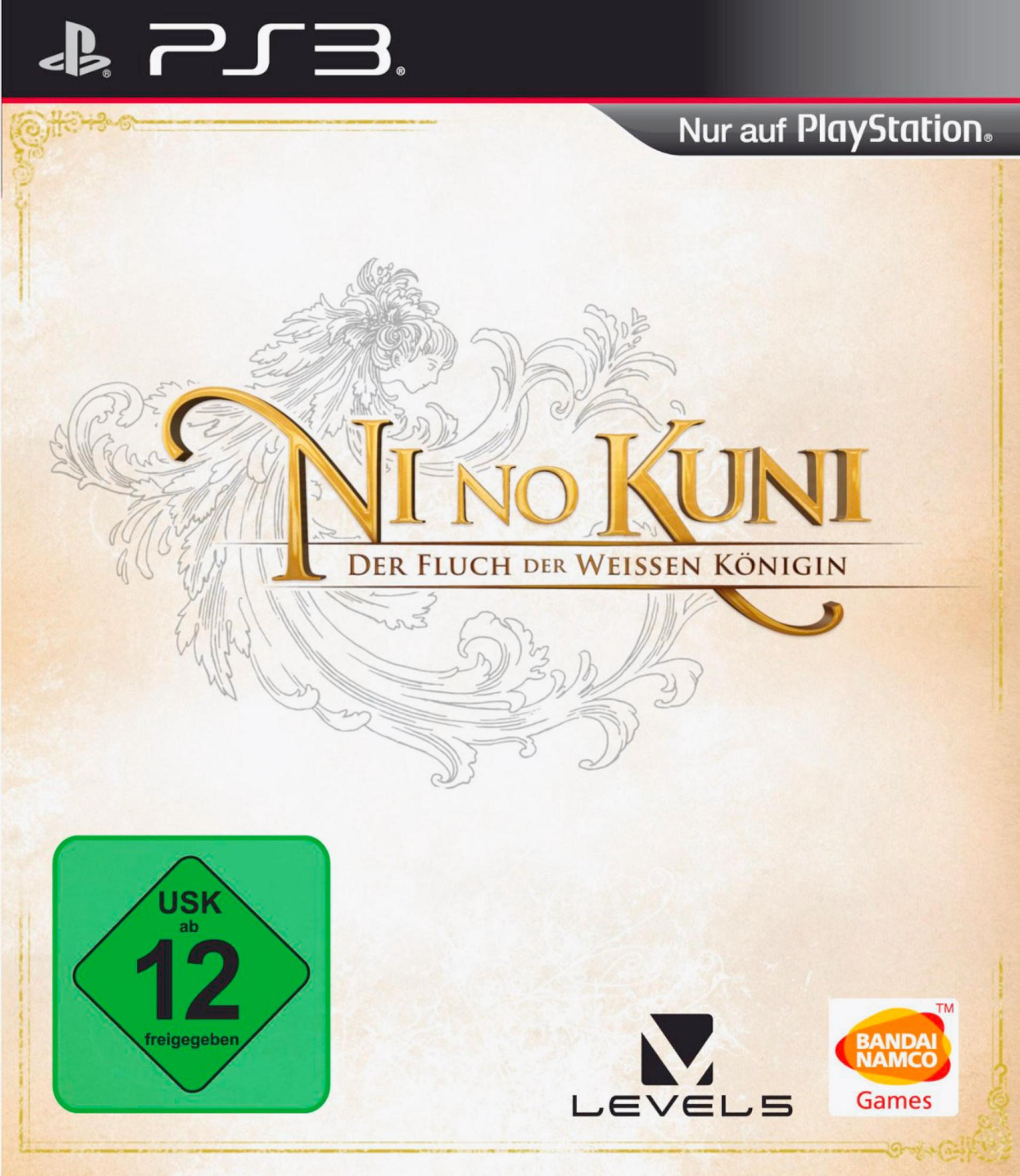Ni No Kuni PS3-Spielbox mit dem Spieletitel und einem grünen USK 12-Logo auf cremefarbenem Hintergrund.