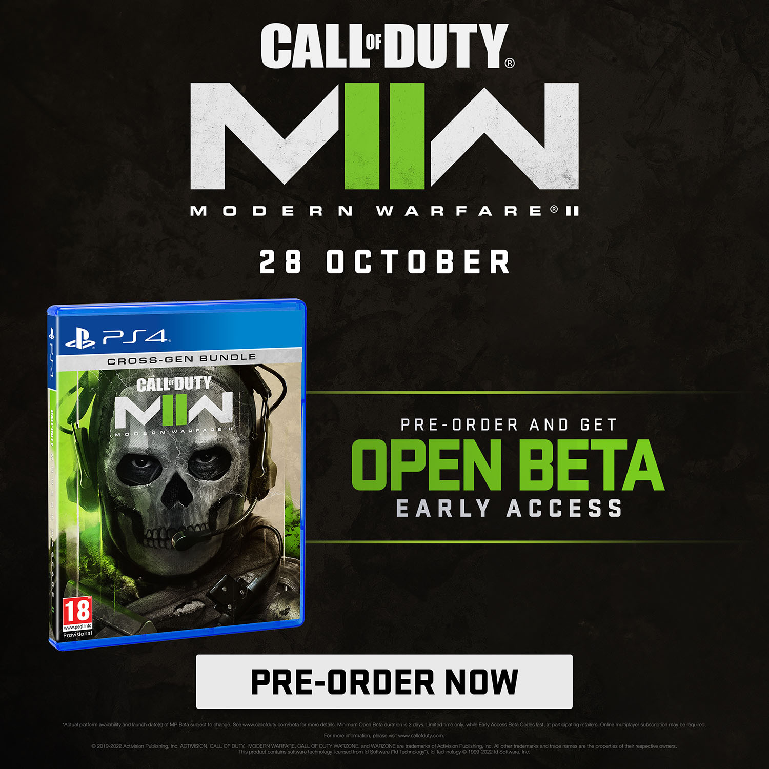 Pudełko gry Call of Duty: Modern Warfare II na PS4, z czaszką na okładce i tekstem.