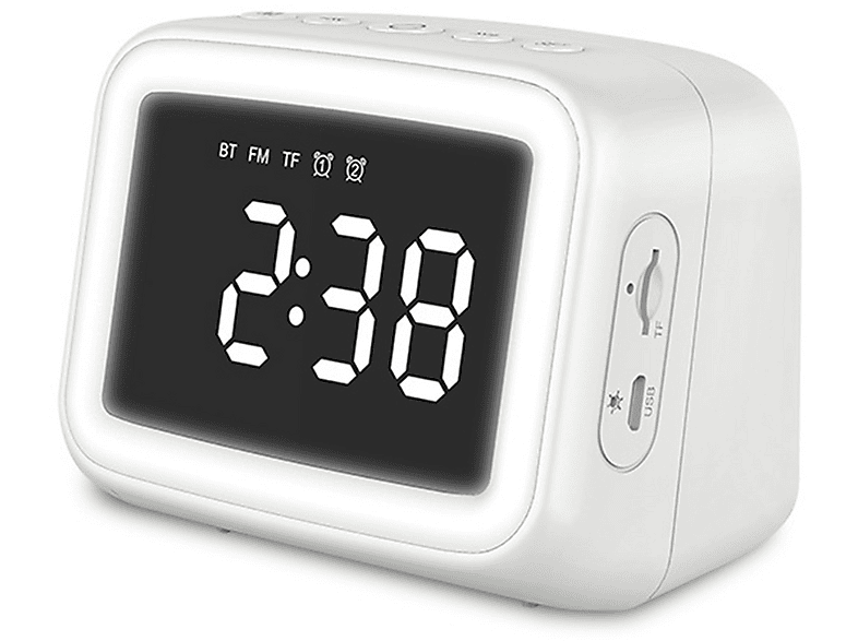 DECOME Mini Wecker mit FM Radio Mini Bluetooth Lautsprecher (Weiß ...