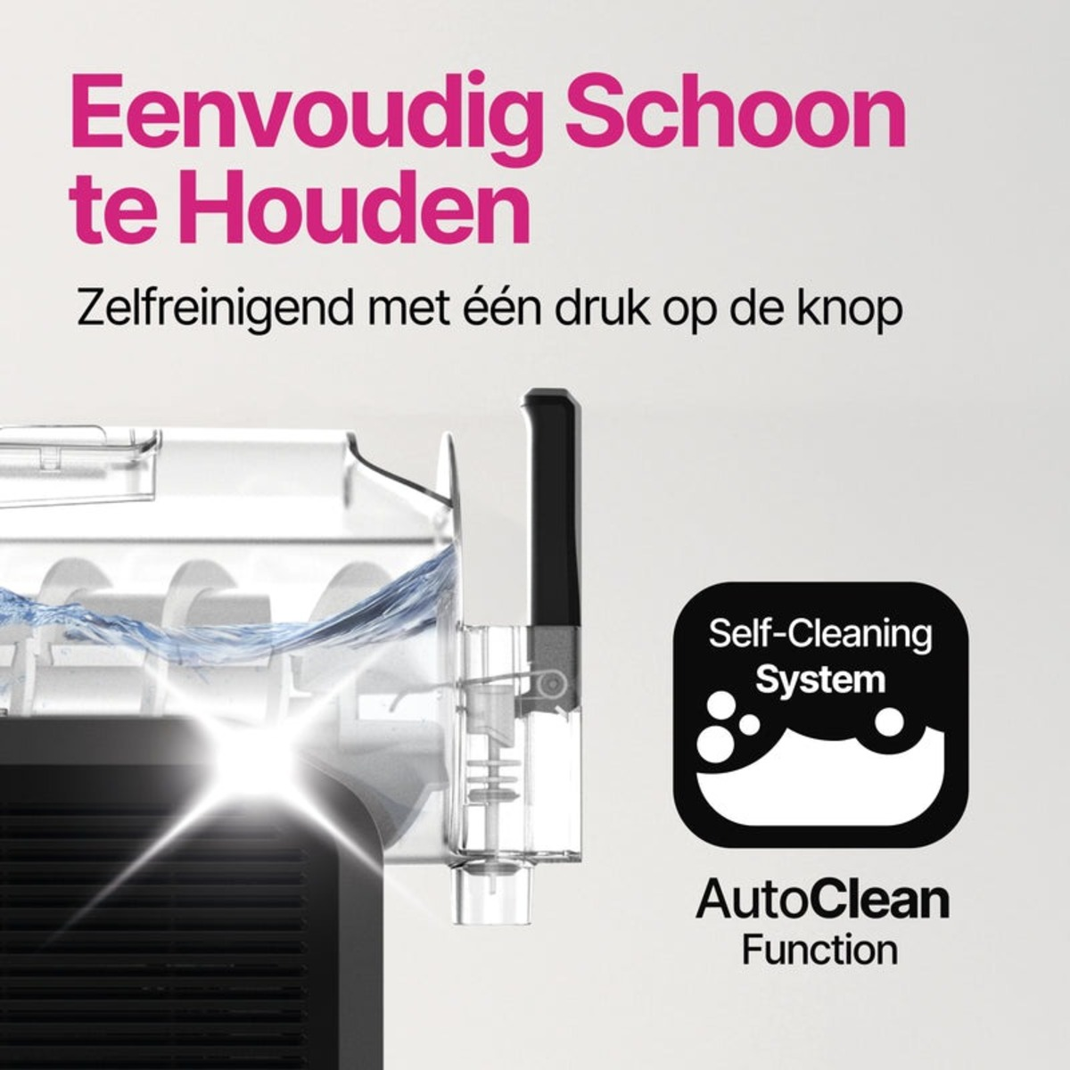 Nahaufnahme des Selbstreinigungssystems des Geschirrspülers mit der AutoClean-Funktion.