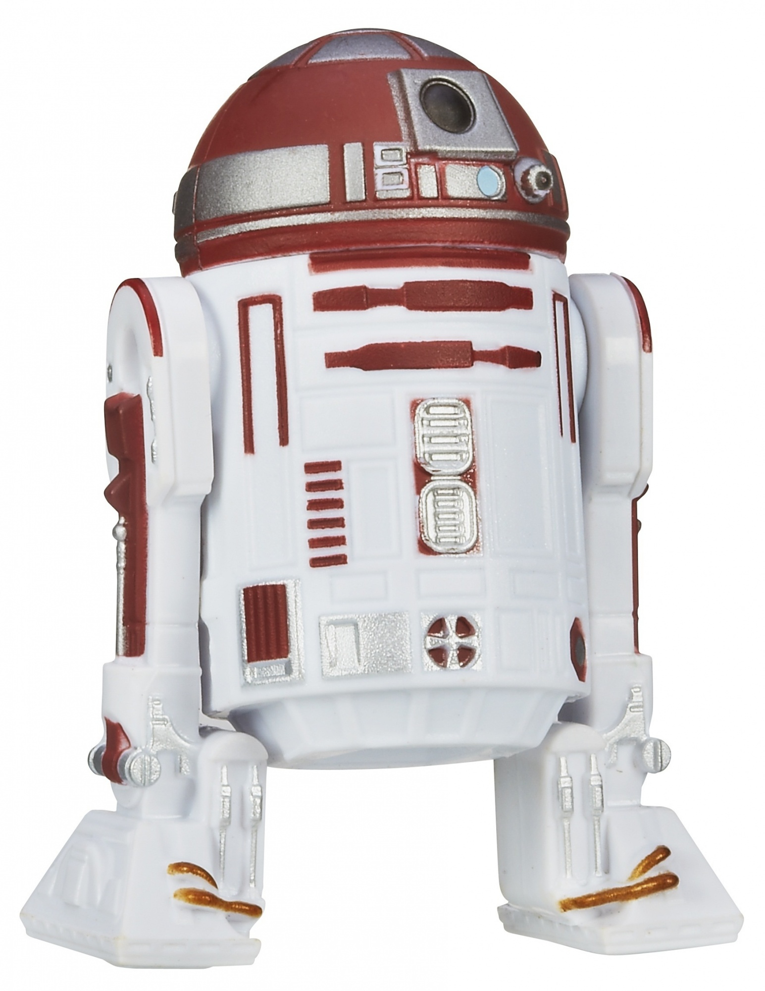Star Wars R2-D2-Actionfigur, weißer Körper mit roten und silbernen Details. Es hat einen Kuppelkopf.