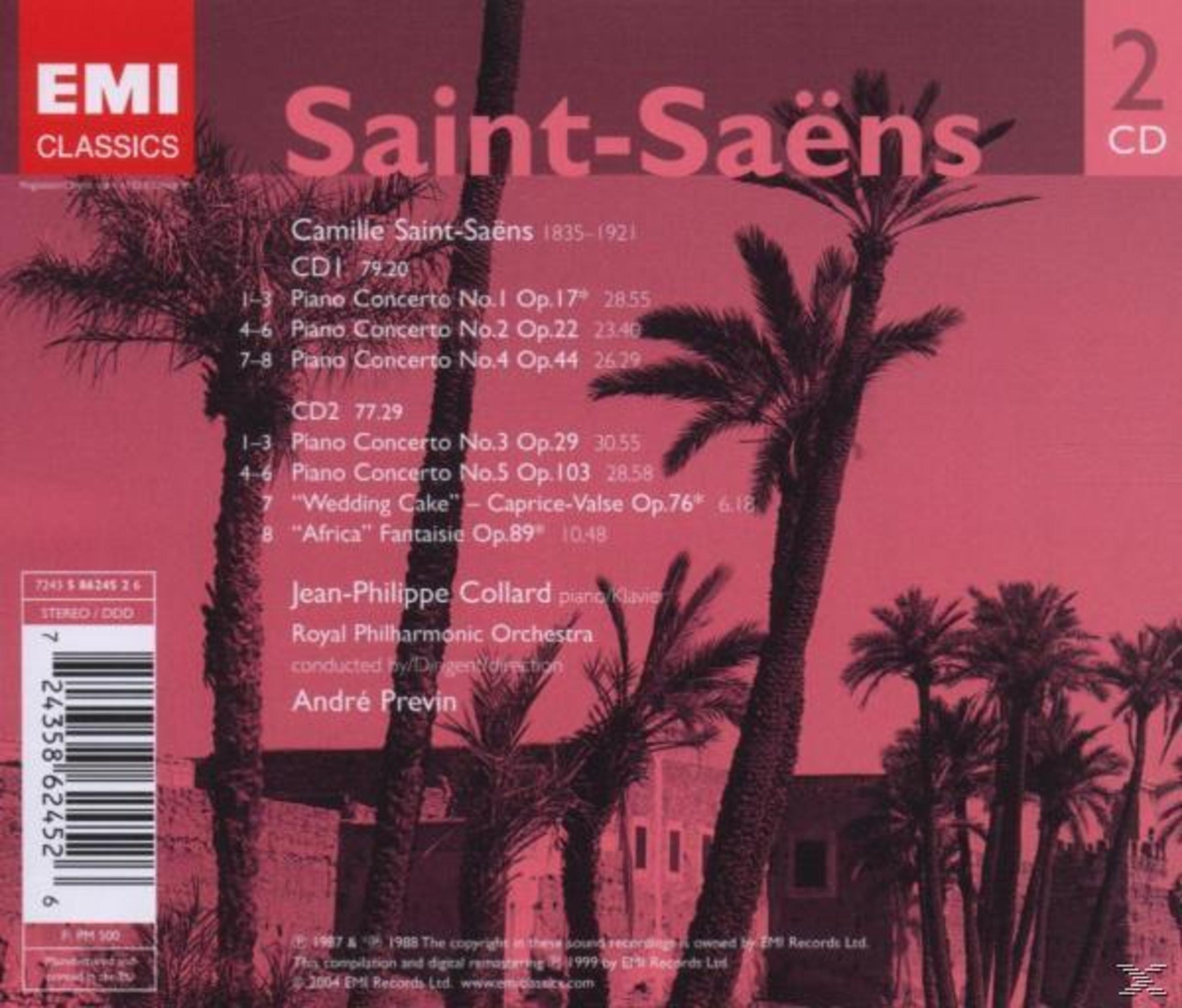 Albumcover. Palmen und Text: Saint-Saëns, Klavierkonzerte.