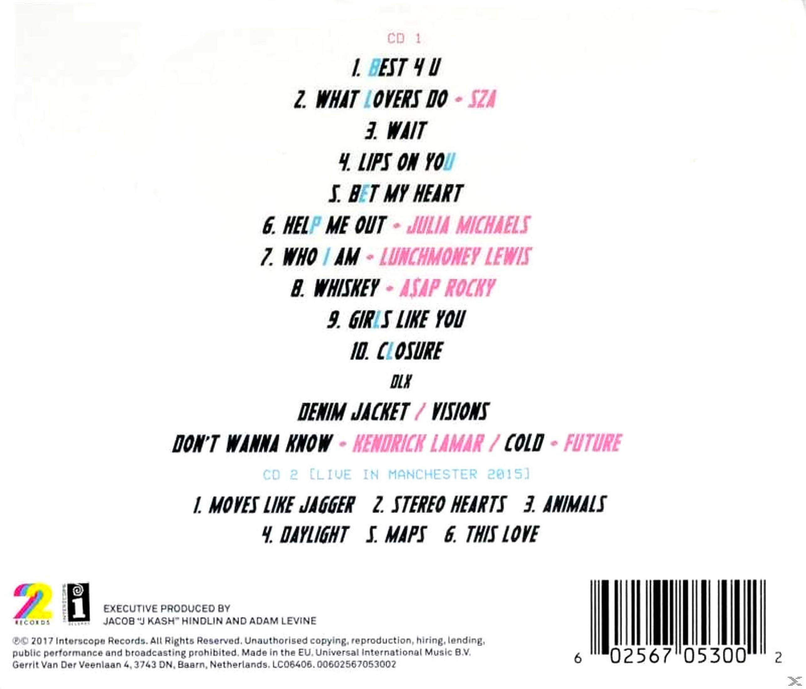 Okładka albumu z listą utworów. Zawiera czarno-różową kolorystykę.