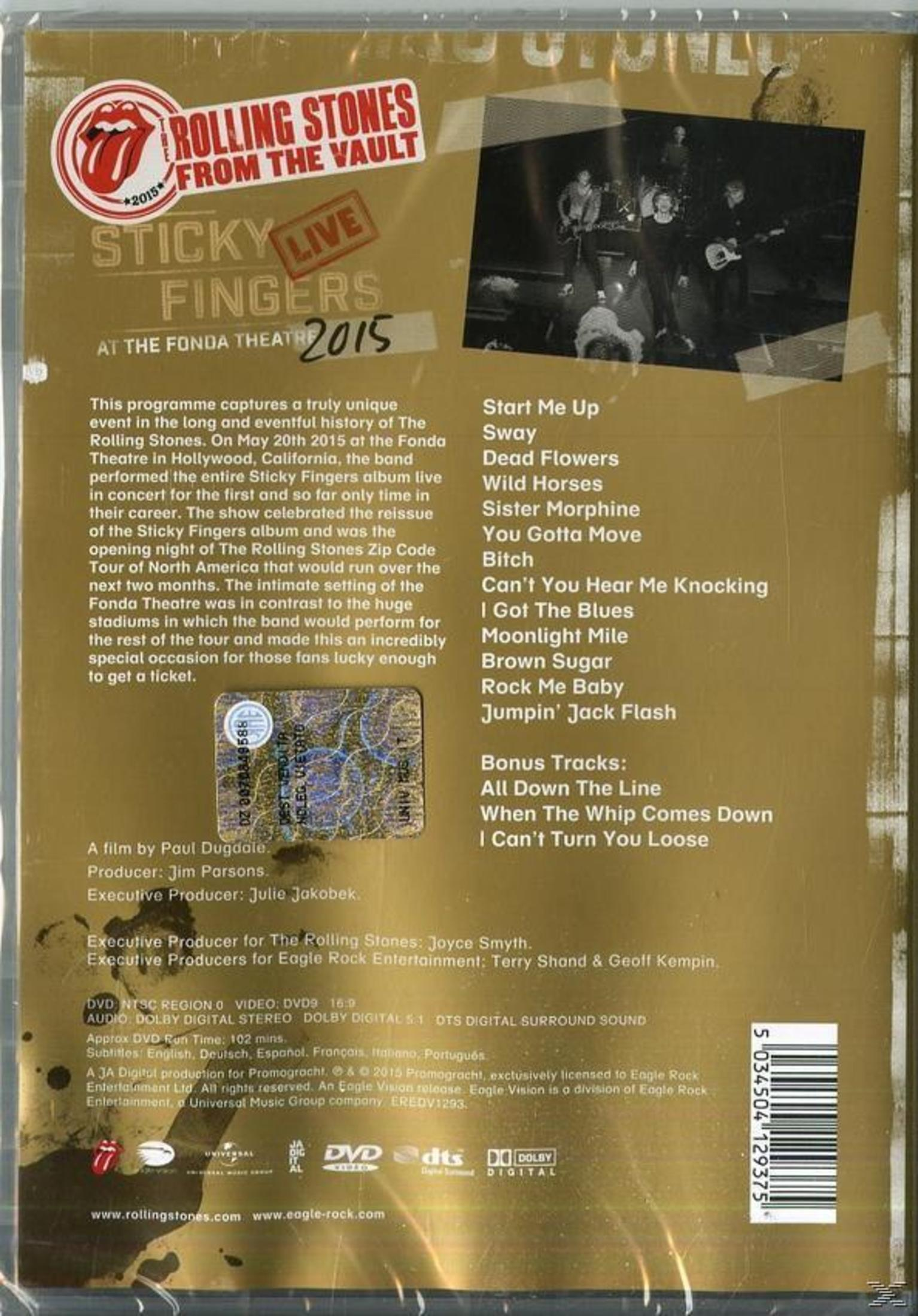 Back of Rolling Stones album. Contains text, photos, and a sticker.