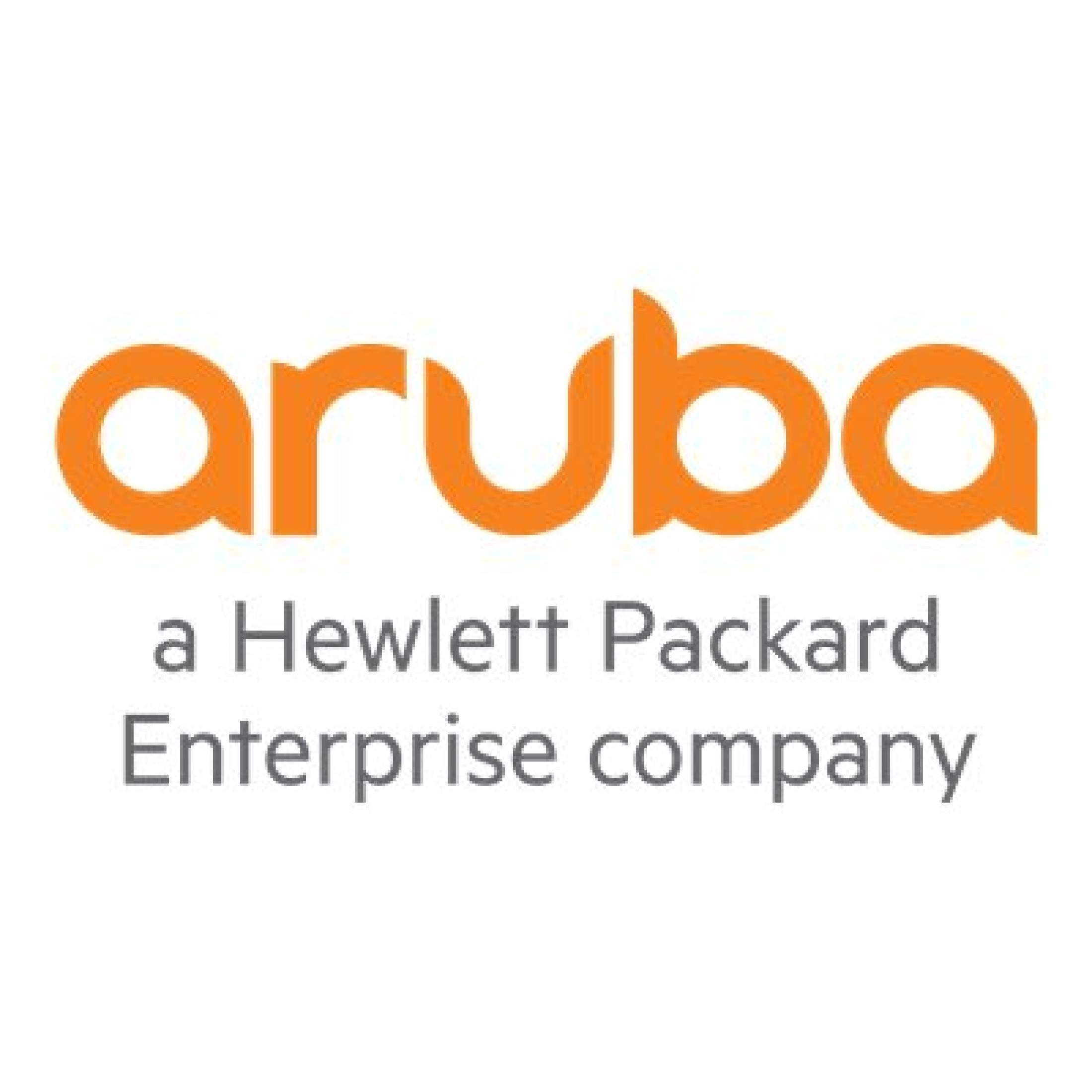 Logo Aruba: parola 'aruba' arancione su sfondo bianco. Sotto, 'a Hewlett Packard Enterprise company' in grigio.