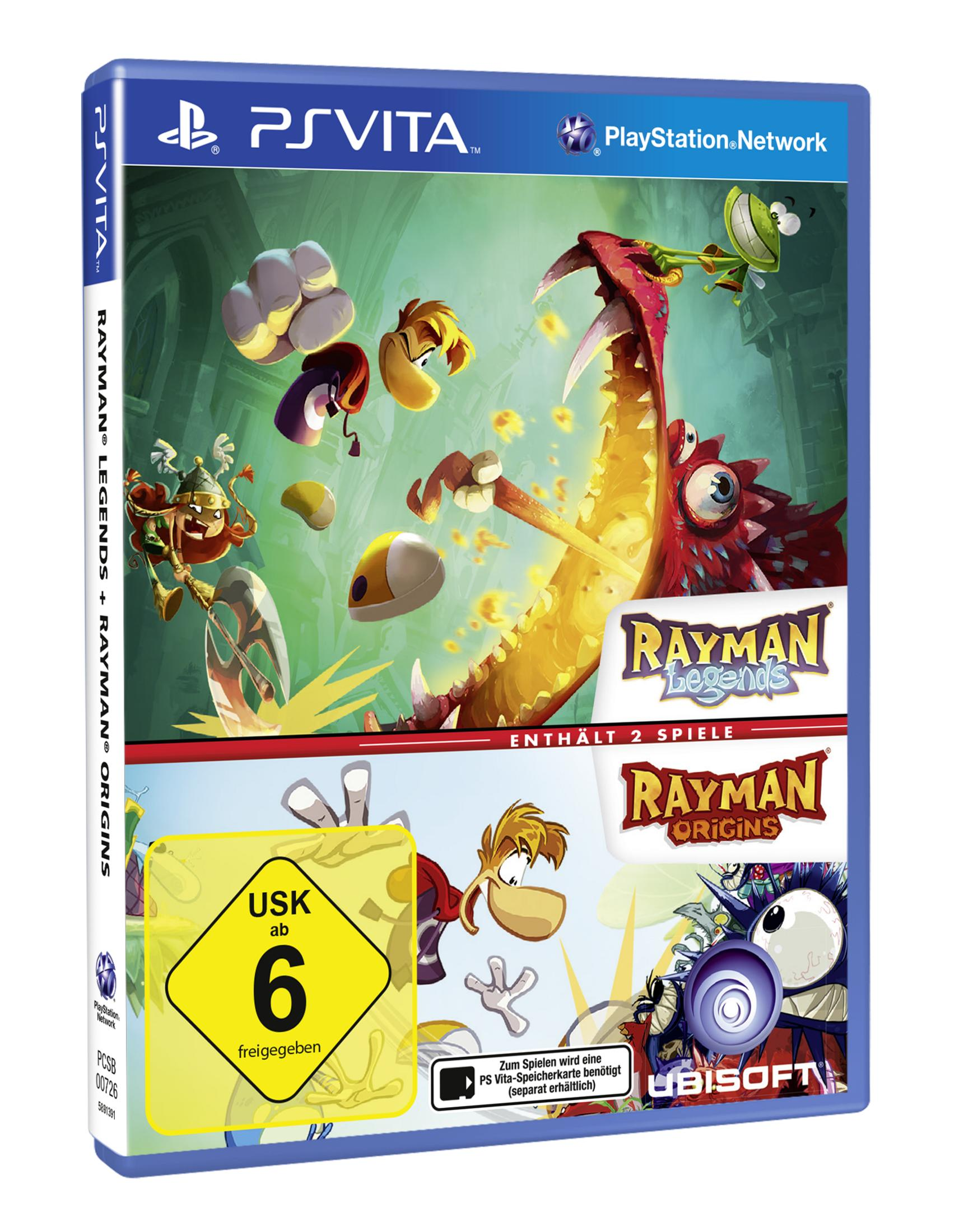 Spielbox mit Rayman-Charakteren, einem roten Drachen und dem Spieletitel.