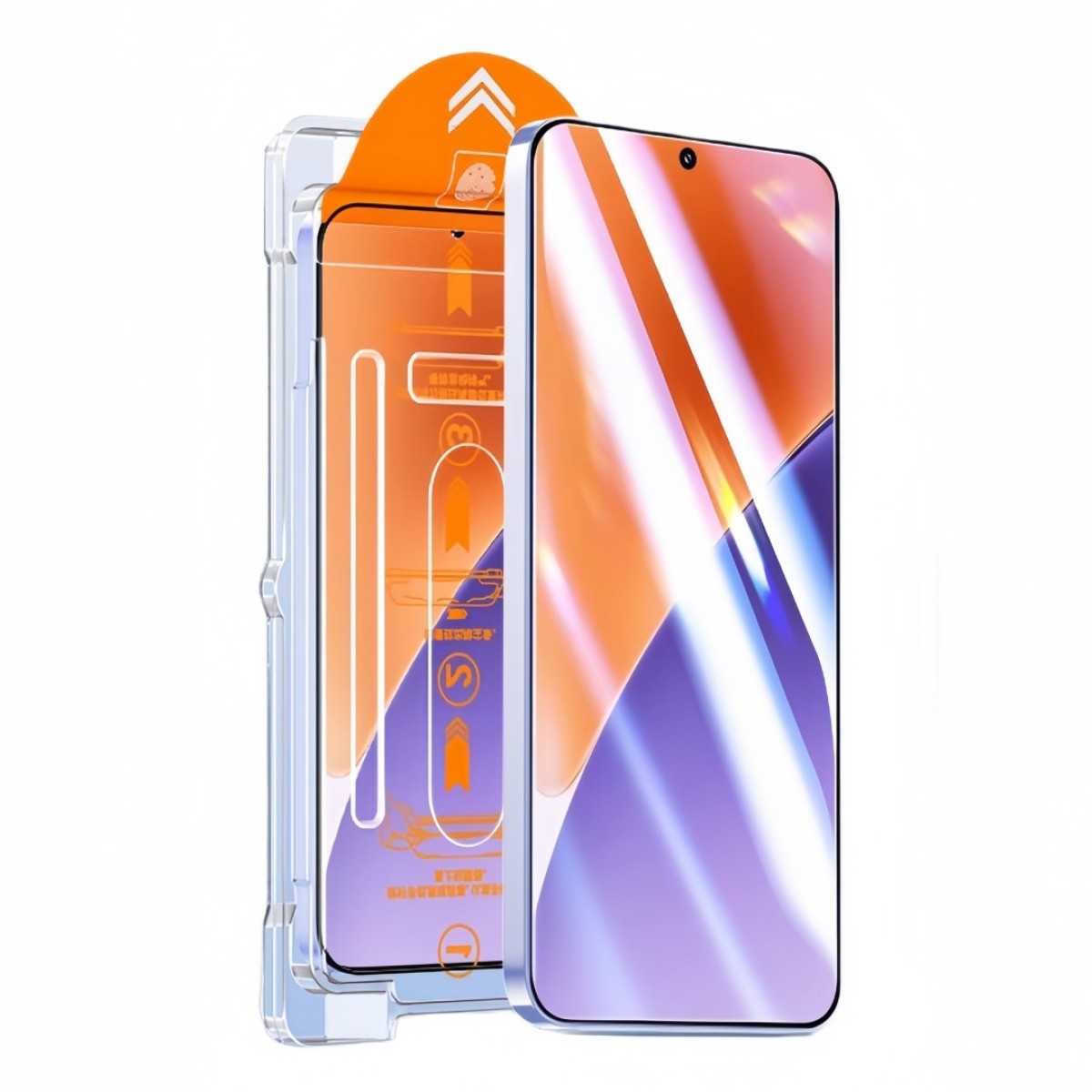Ein Displayschutz für ein Telefon in seiner Verpackung, bereit zur Anwendung.
