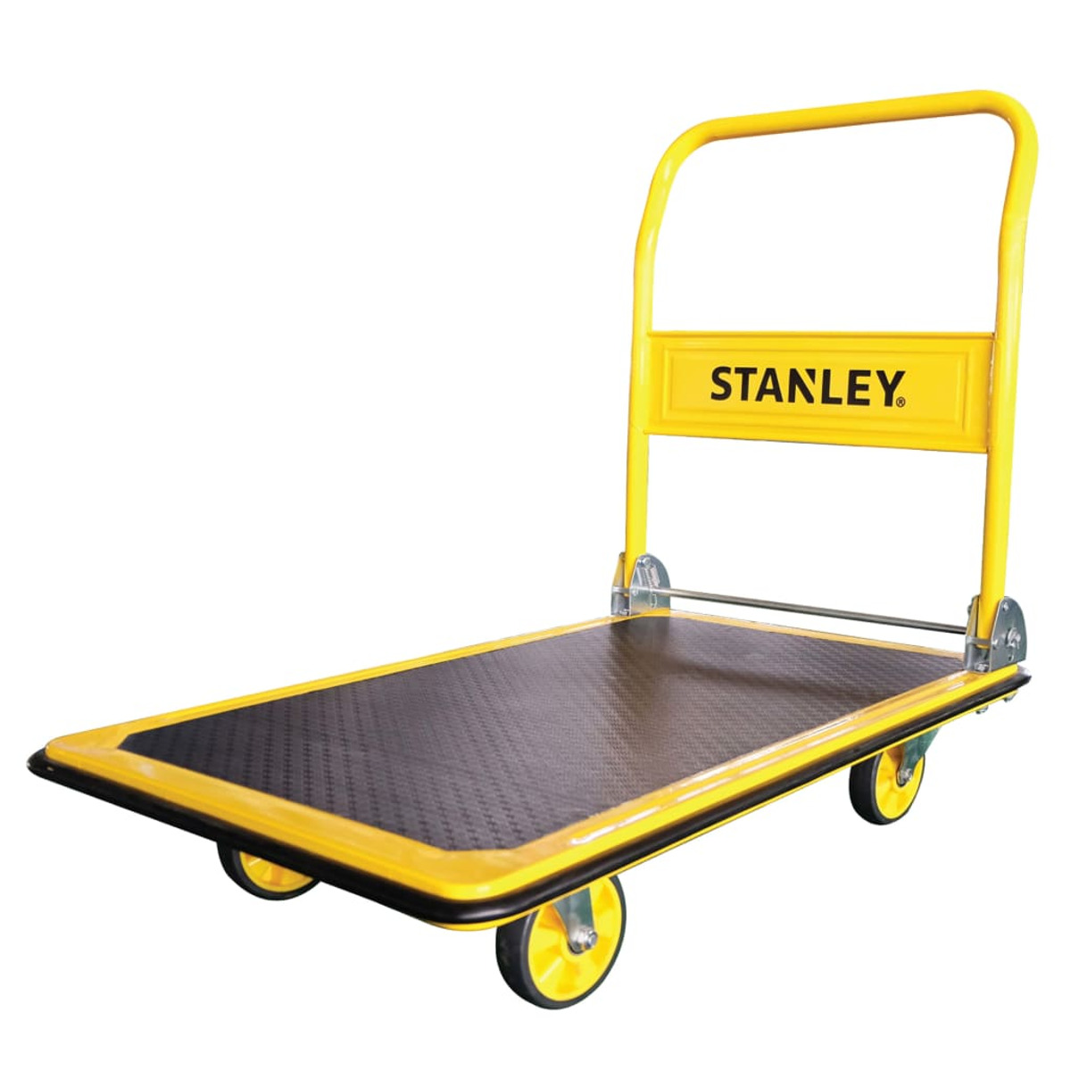 Geel en zwarte opvouwbare steekwagen. Merknaam: STANLEY.