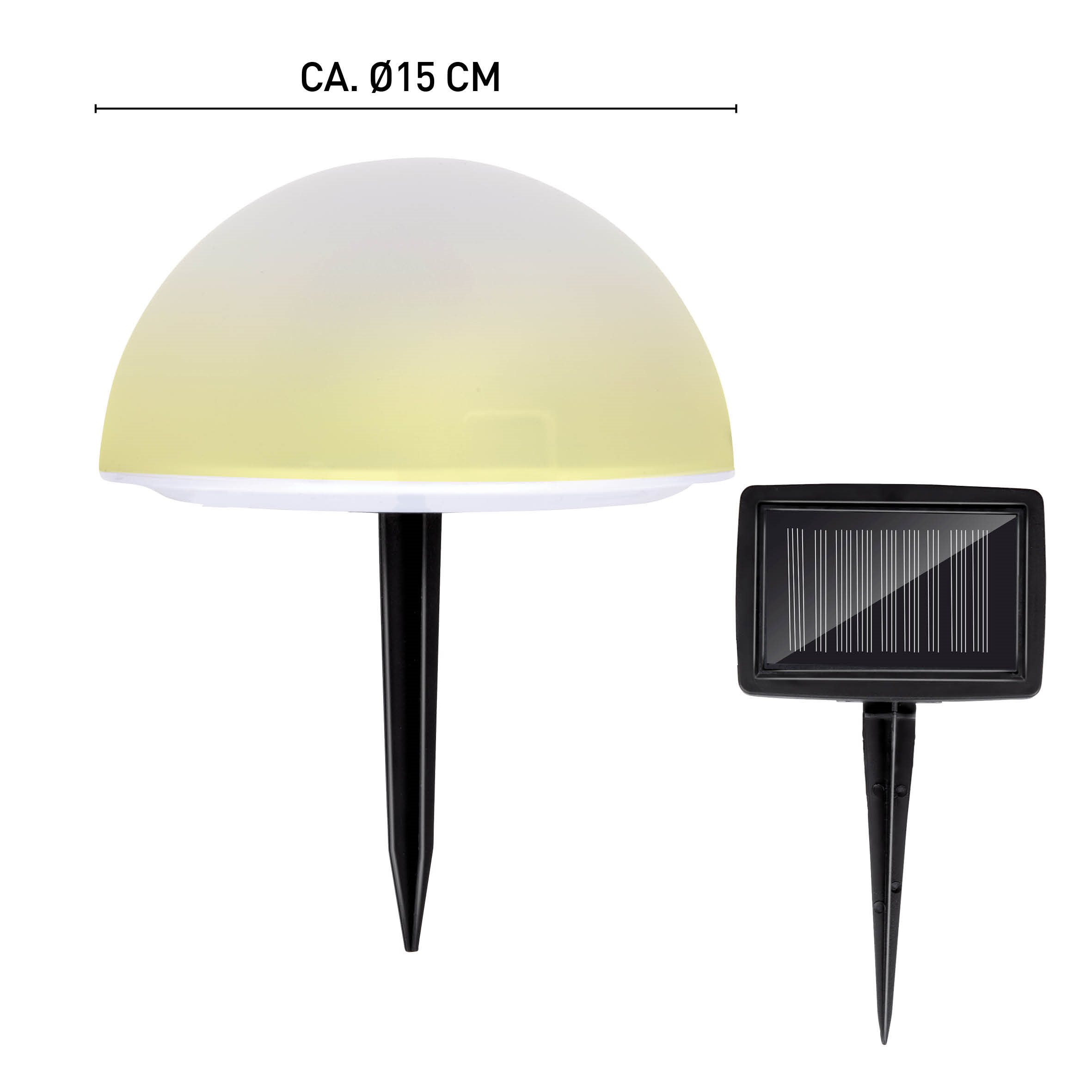 Zonne-tuinlamp, paddenstoelvormig, met spike en paneel. Geïsoleerd.