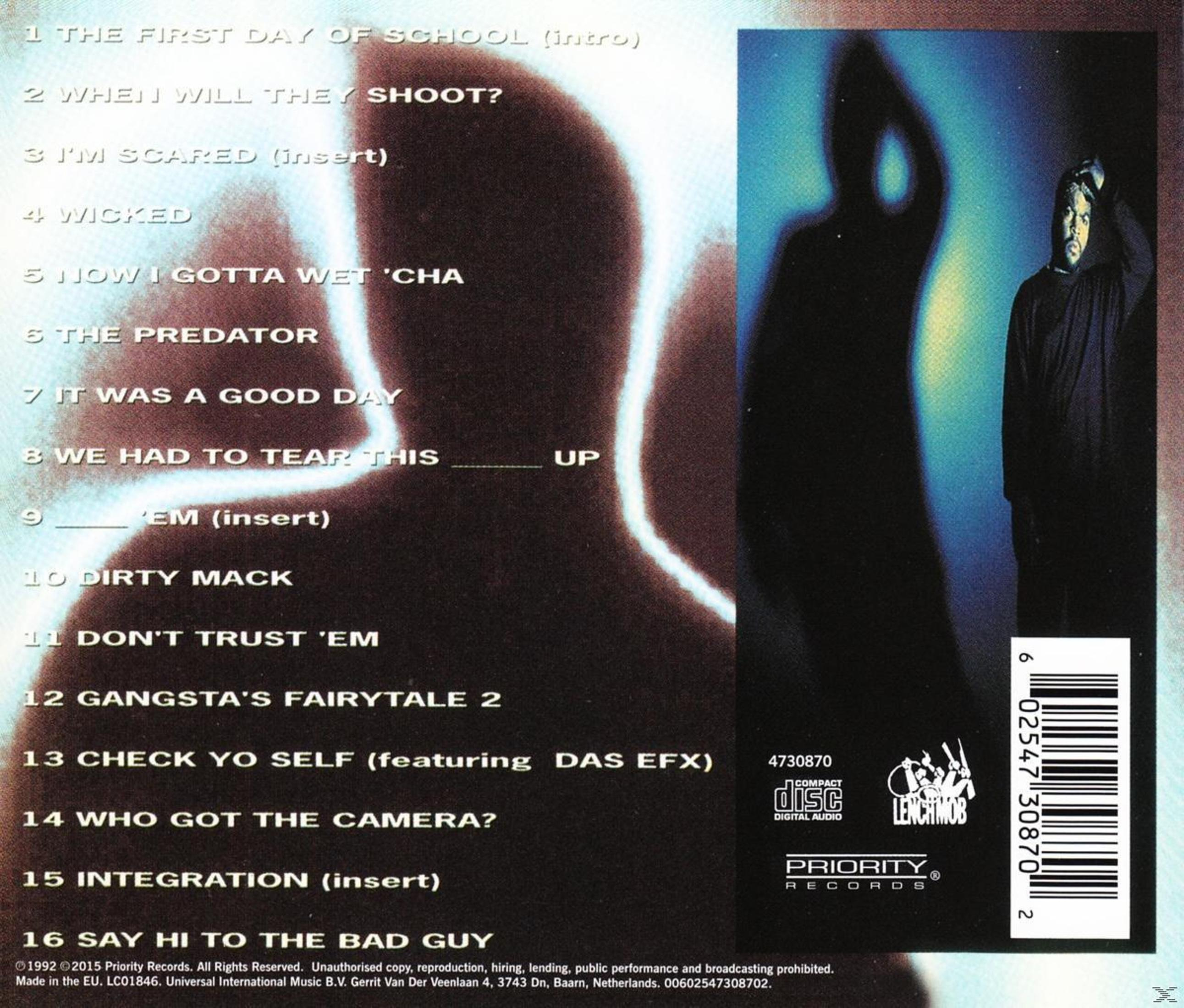 Copertina dell'album con elenco dei brani, sagoma di una persona. Titolo: The Predator.