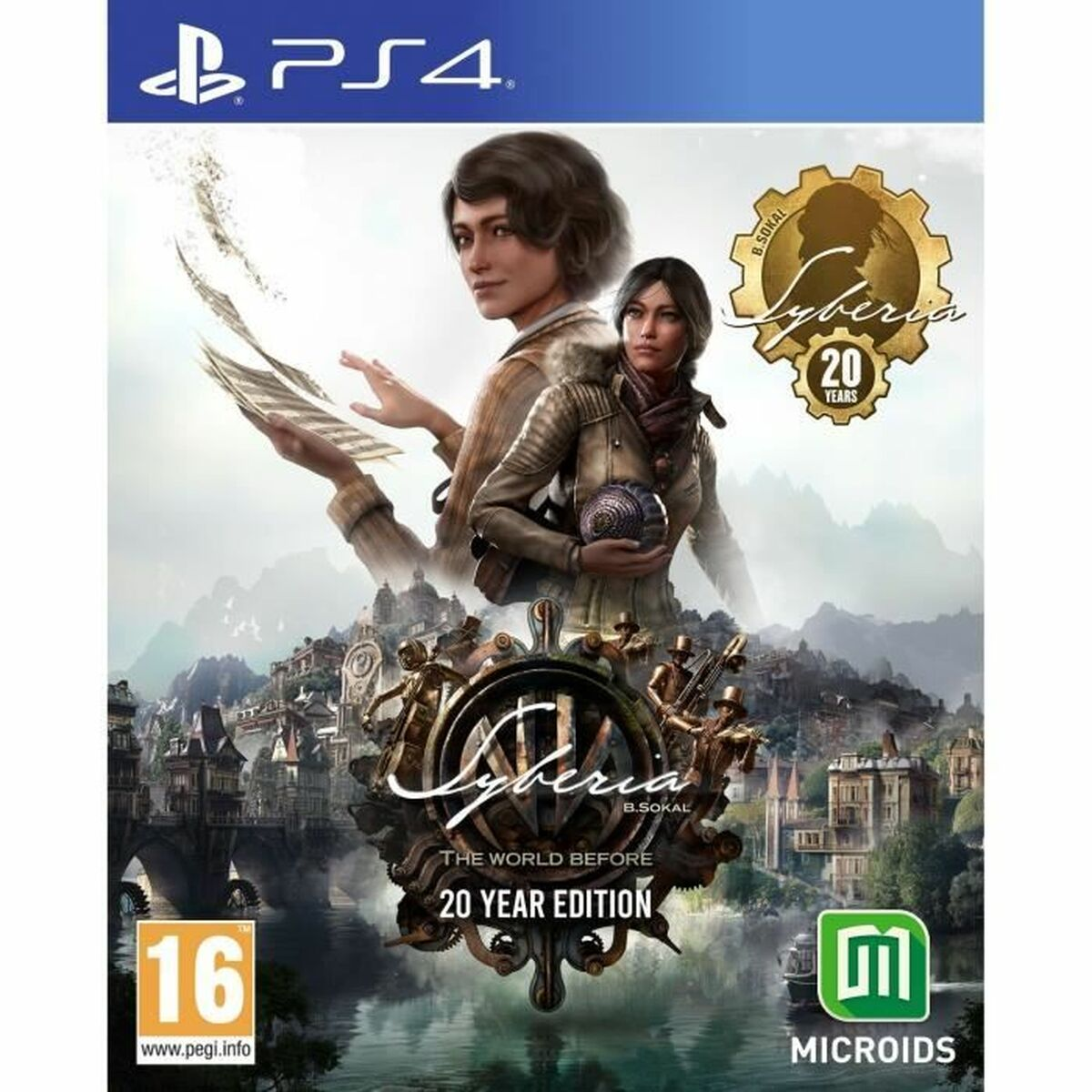 Grafika okładki gry przedstawia dwie osoby w otoczeniu steampunku z tekstem.