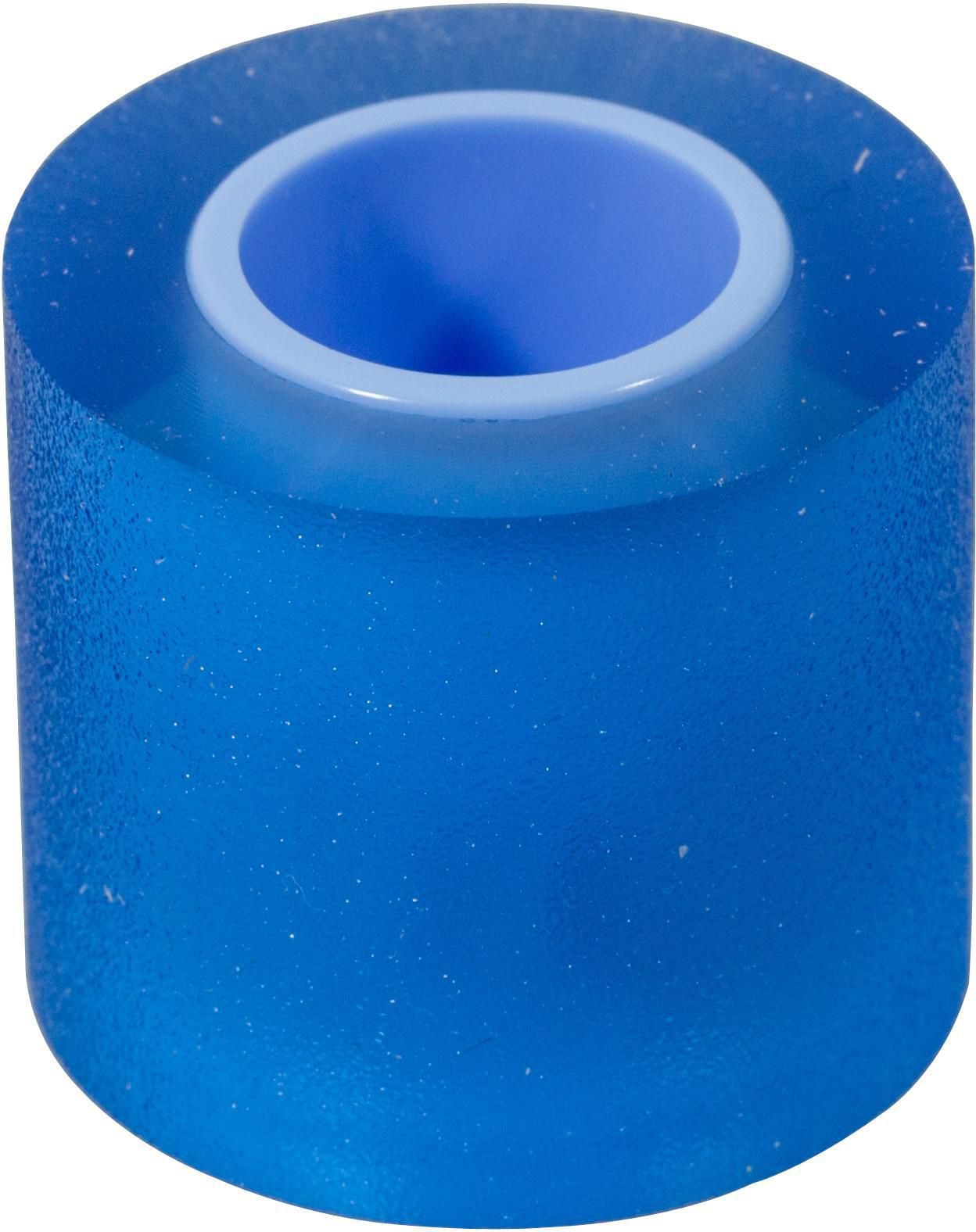 Przezroczysty niebieski walec z jasnoniebieską rurką wewnętrzną.