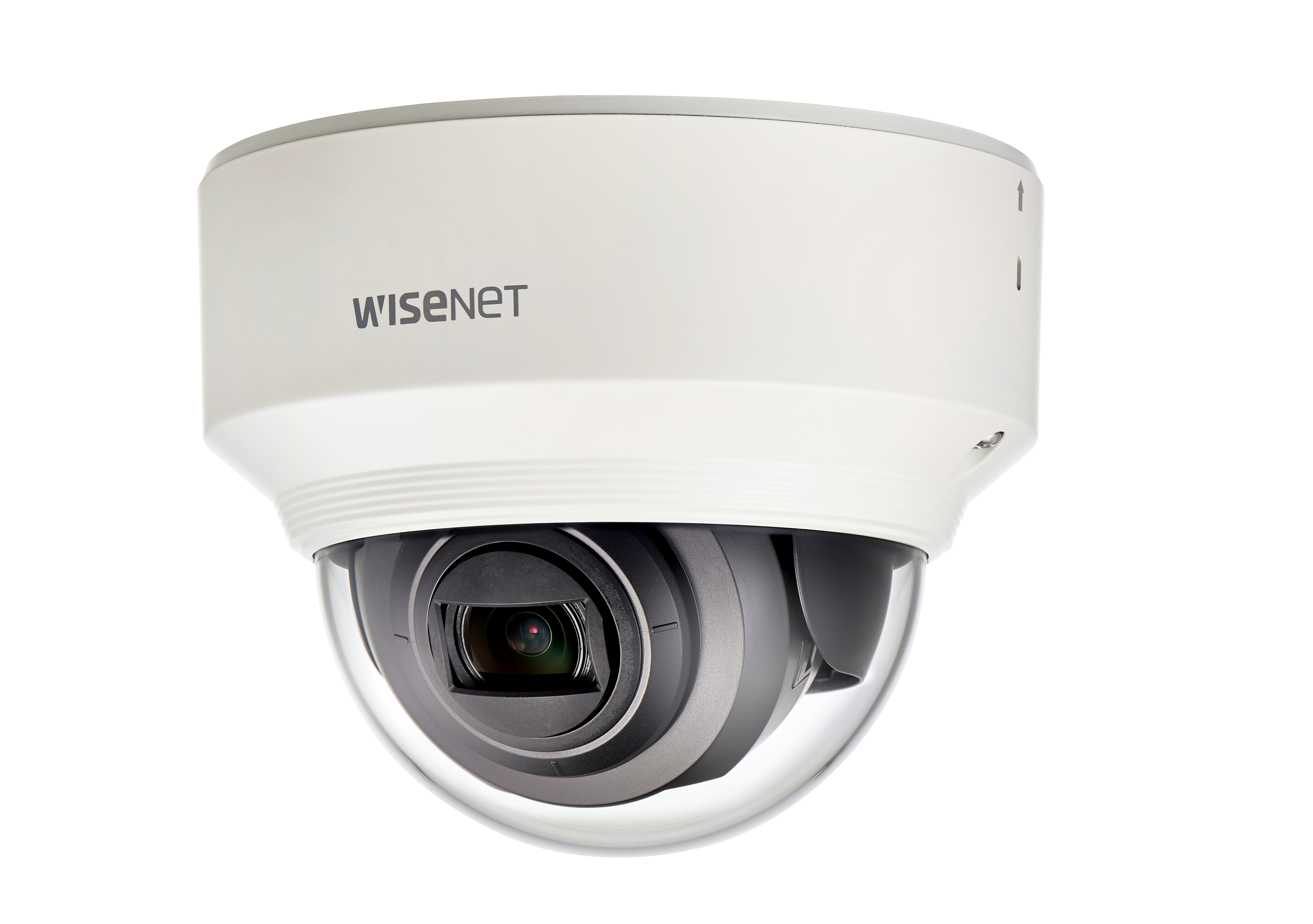 Biała i szara kopuła kamery bezpieczeństwa.