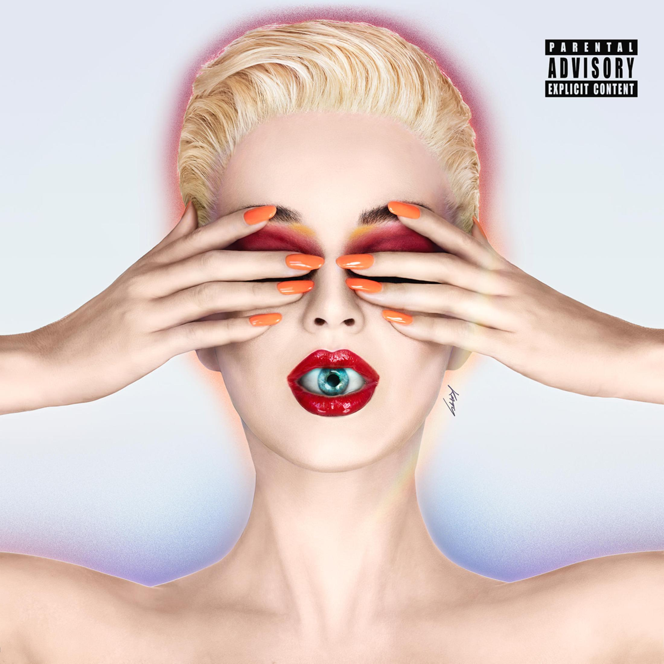 Copertina dell'album con una donna che si copre gli occhi. Un occhio rosso in bocca con avviso per i genitori.