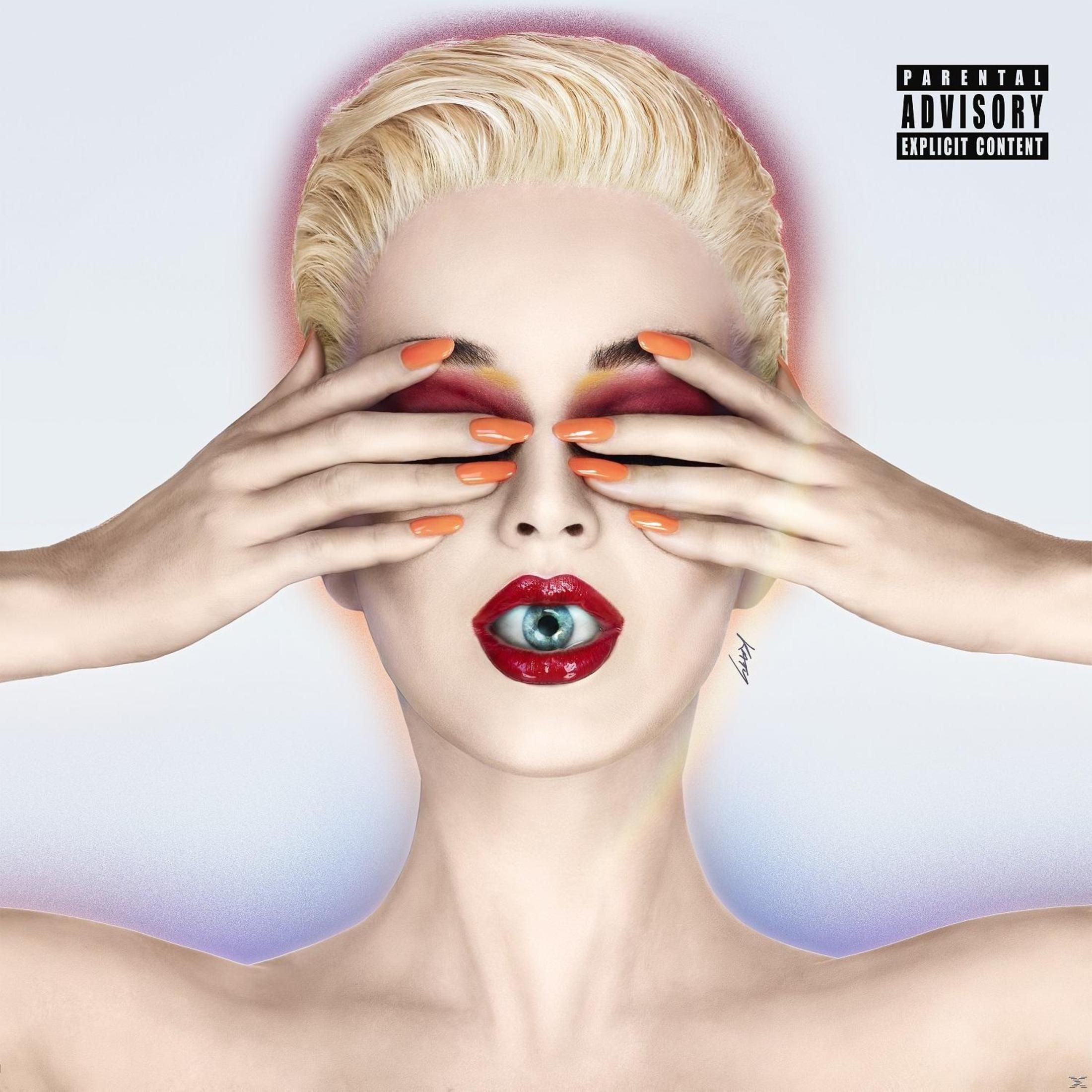 Copertina dell'album con donna che si copre gli occhi. Labbra rosse e design a forma di occhio. Parental Advisory.