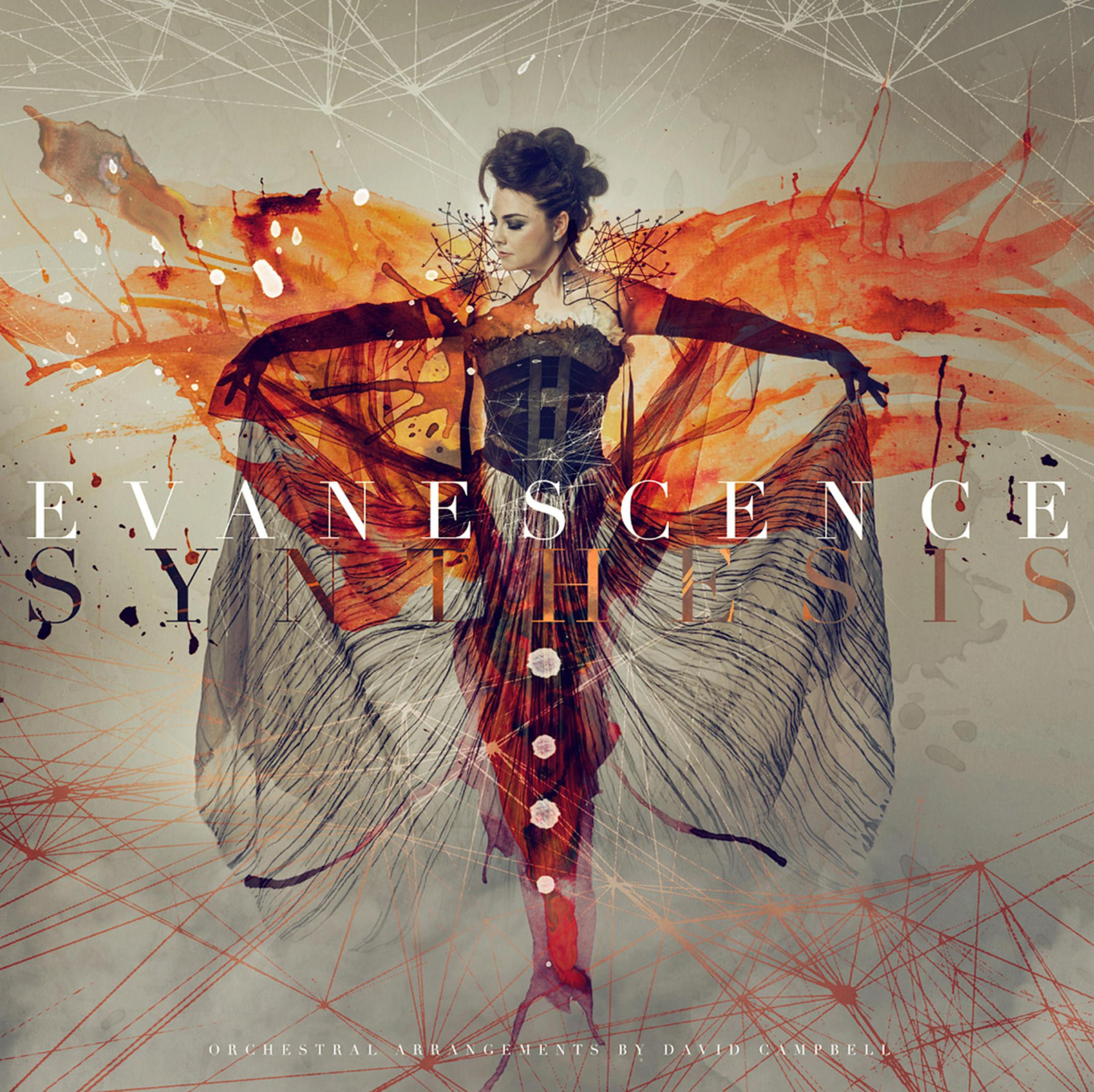 Copertina dell'album con una donna in abito e sfondo di vernice rossa e arancione.