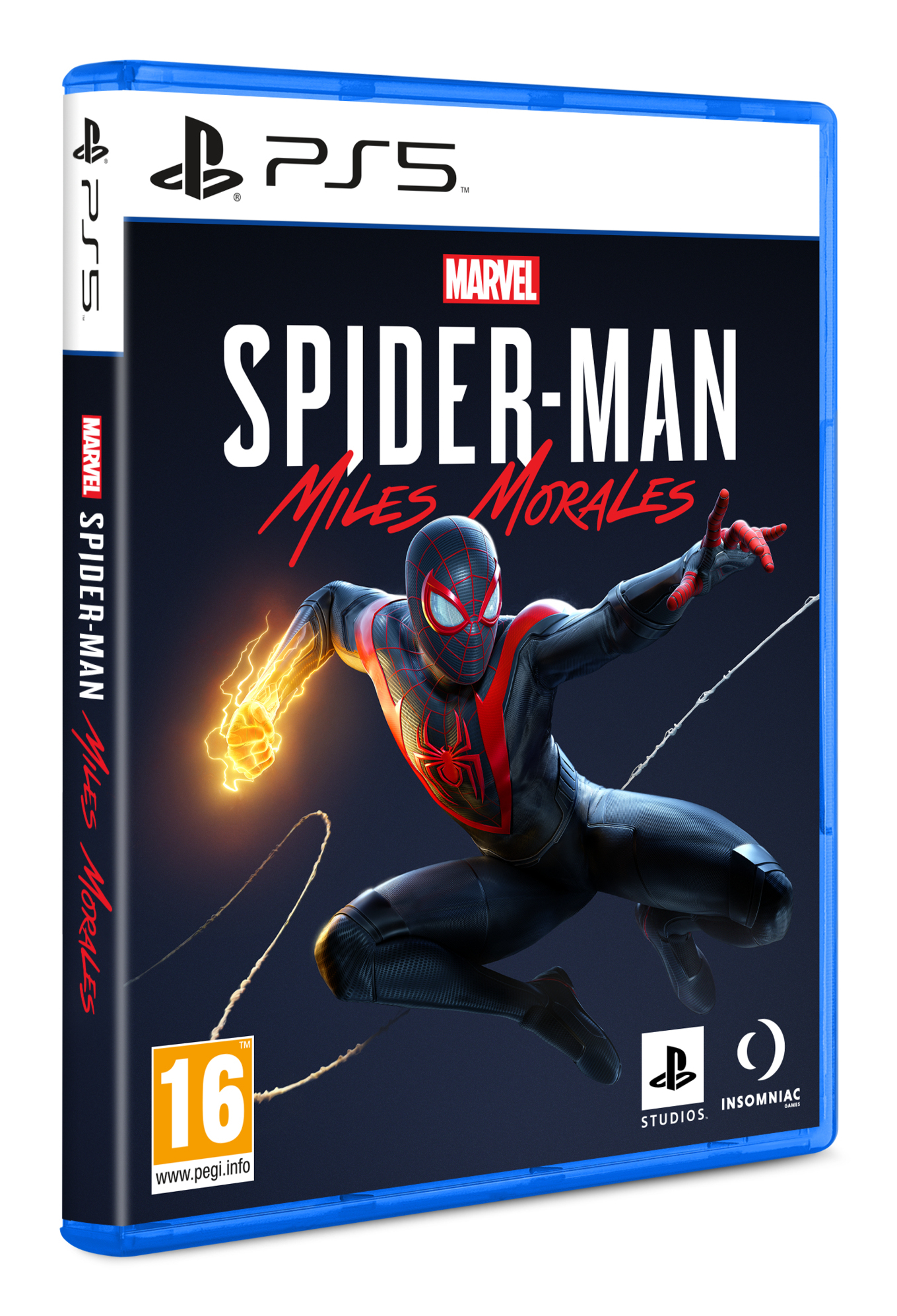 Gra Spider-Man: Miles Morales na PS5 w pudełku ze Spider-Manem w akcji.
