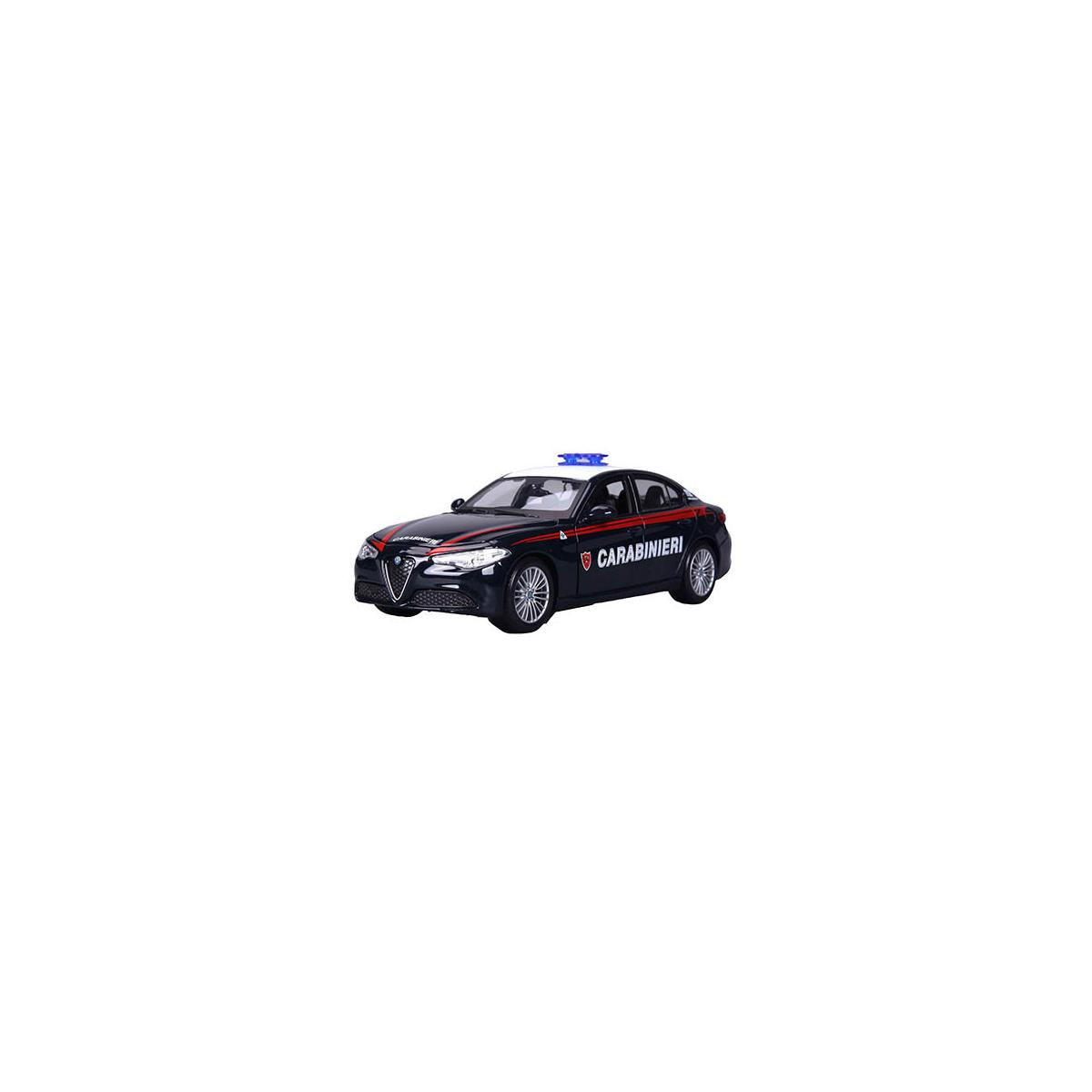 Auto della polizia italiana. Nera con strisce rosse e logo Carabinieri.