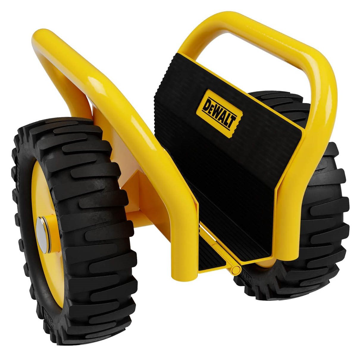 Carrello Dewalt giallo e nero con maniglia e ruote.