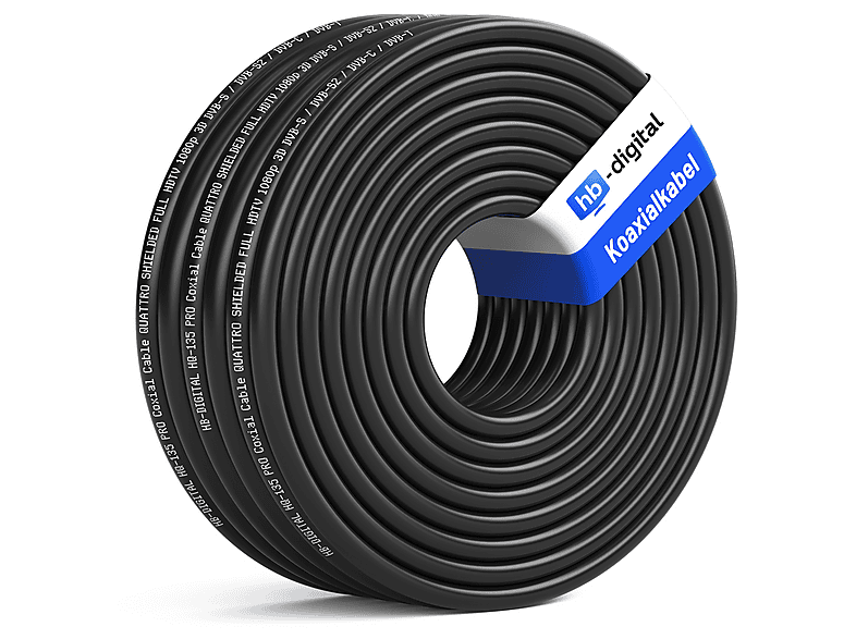 25M Câble Coaxial Sat Hq-135Db Pro Incl. Pince À Dénuder 10 Fiches F