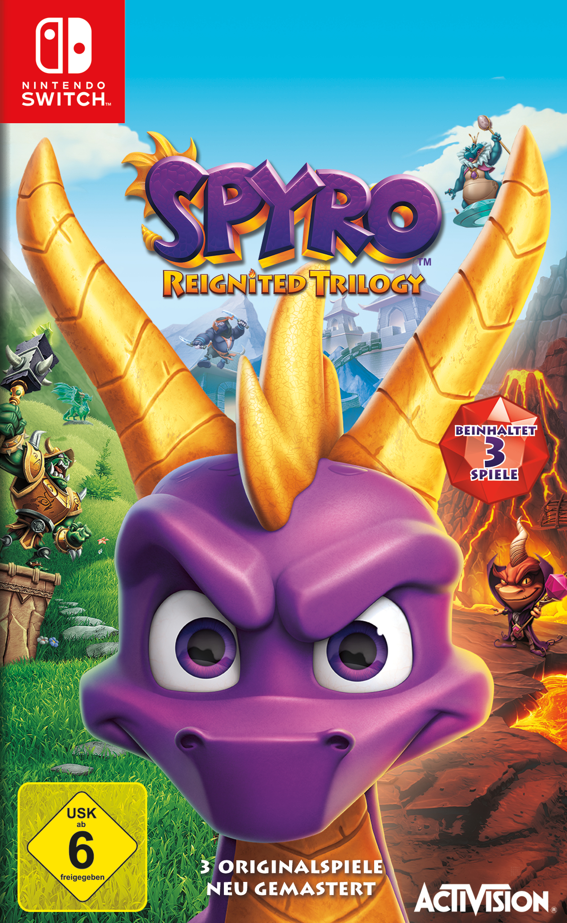 Okładka gry Spyro Reignited Trilogy ze smokiem Spyro.
