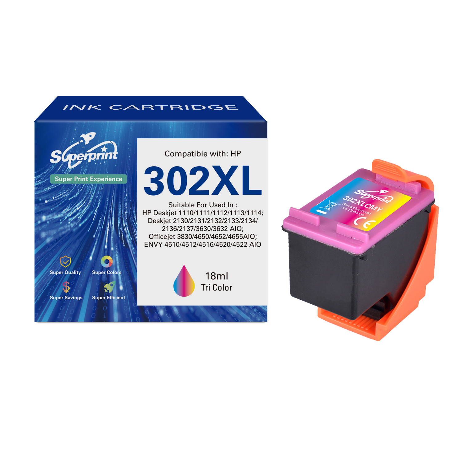 CARTUCCIA SUPERPRINT 302XL F6U67AE Ciano, Magenta, Giallo | MediaWorld.it