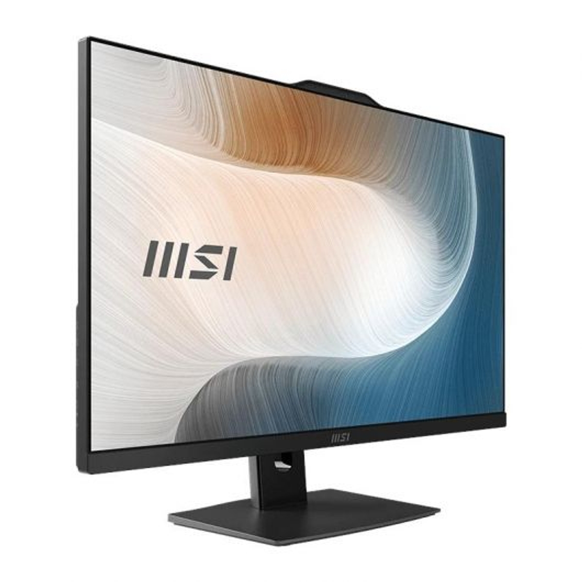 Un monitor de computadora con el logotipo de MSI en la pantalla. Es una toma de producto.