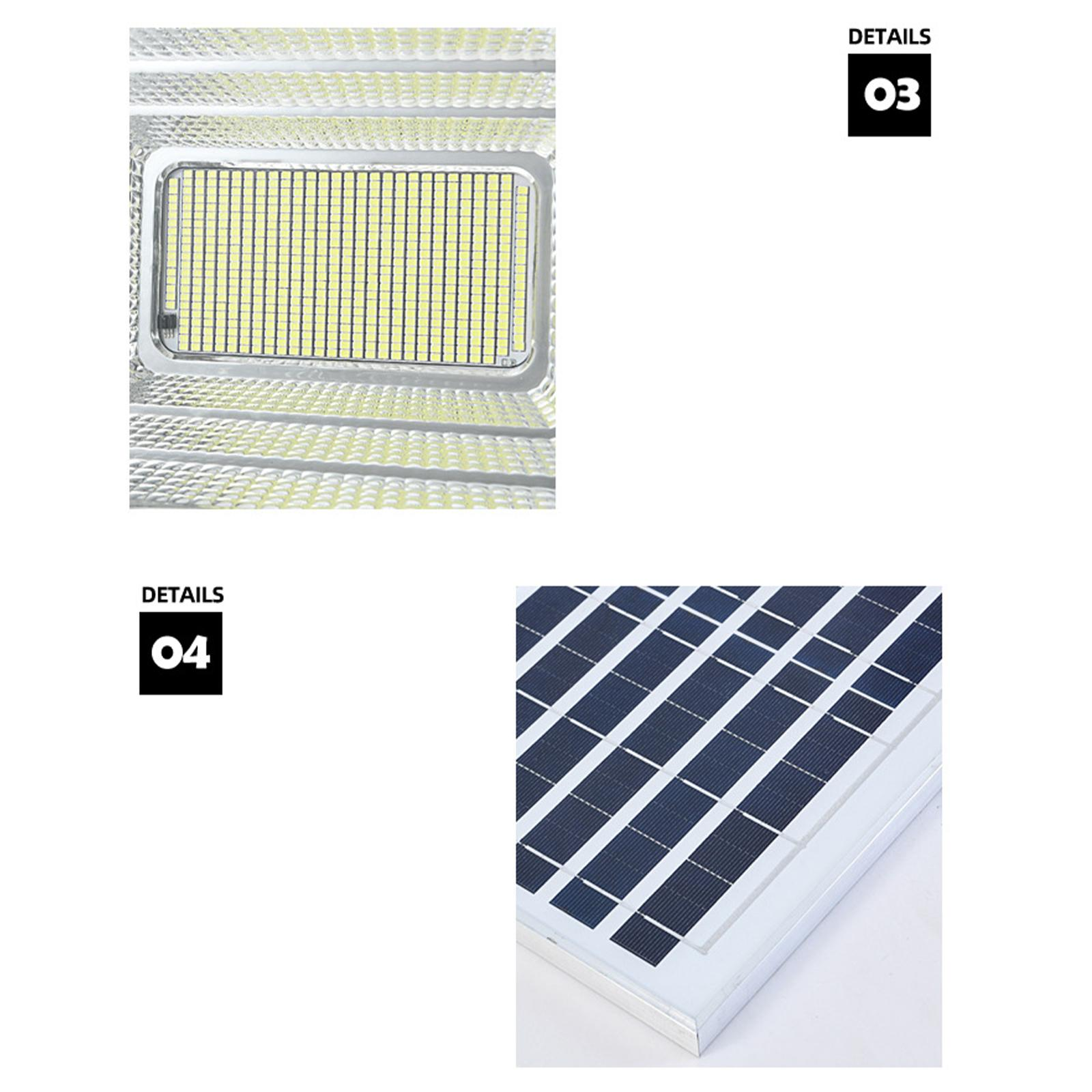 Draufsicht auf ein Solarpanel und ein Lichtpanel. Beide sind rechteckig. Details 03 und 04 sind markiert.