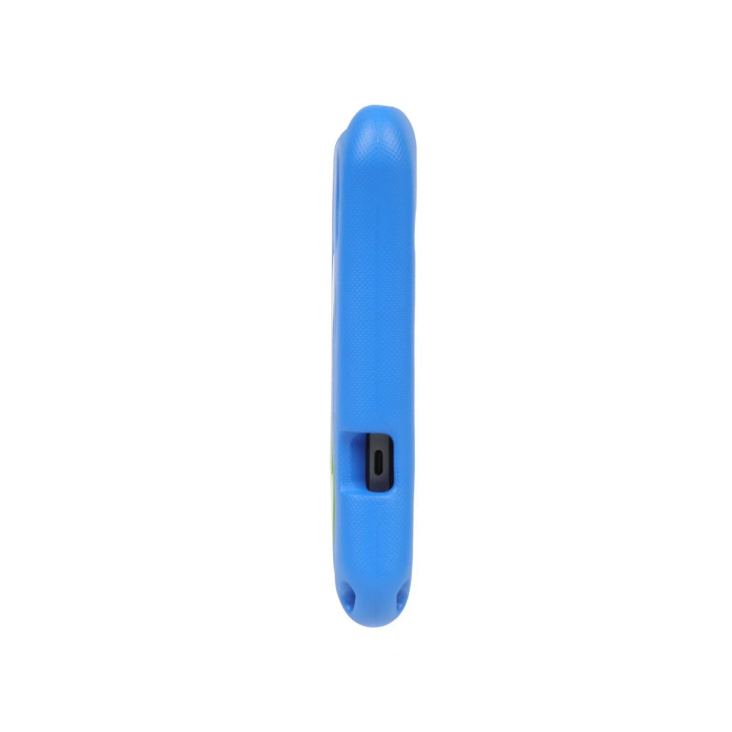 Un tablet blu con una spina nera.