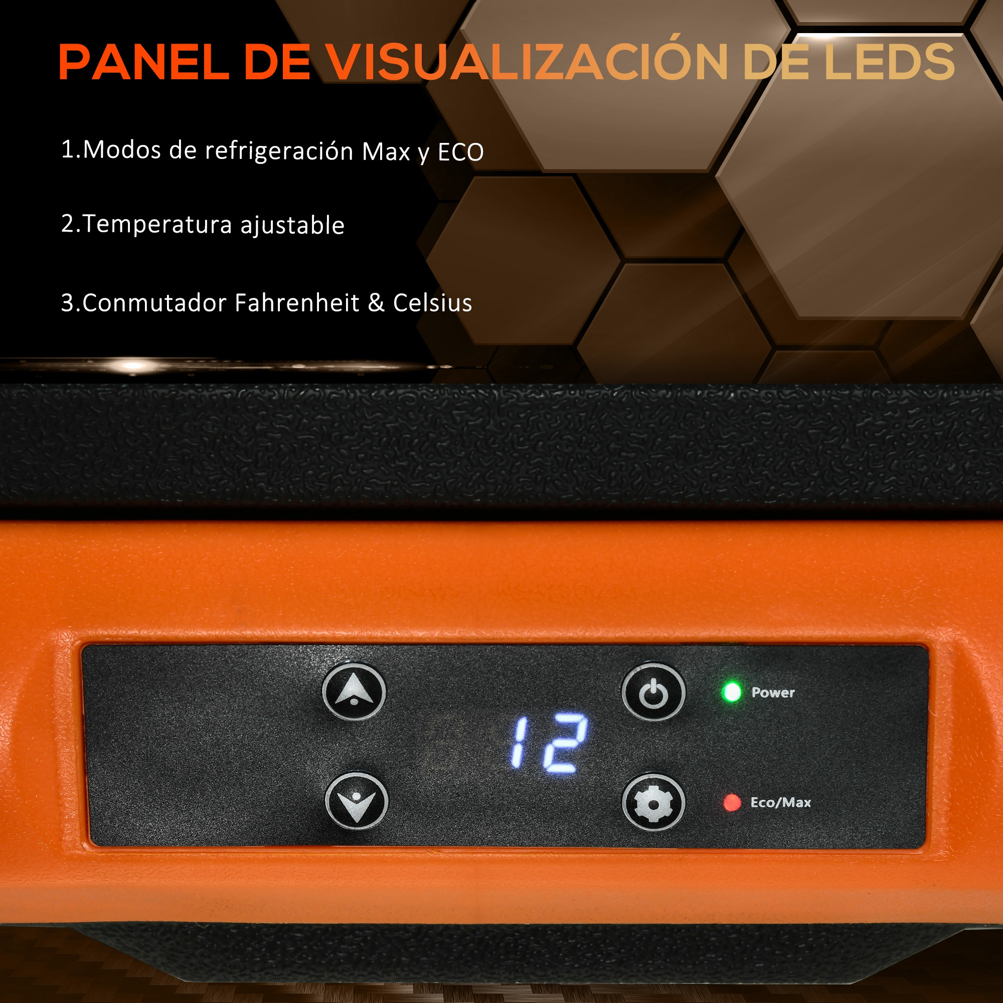 Un primer plano de una pantalla que muestra los controles de temperatura, con el número 12 iluminado.