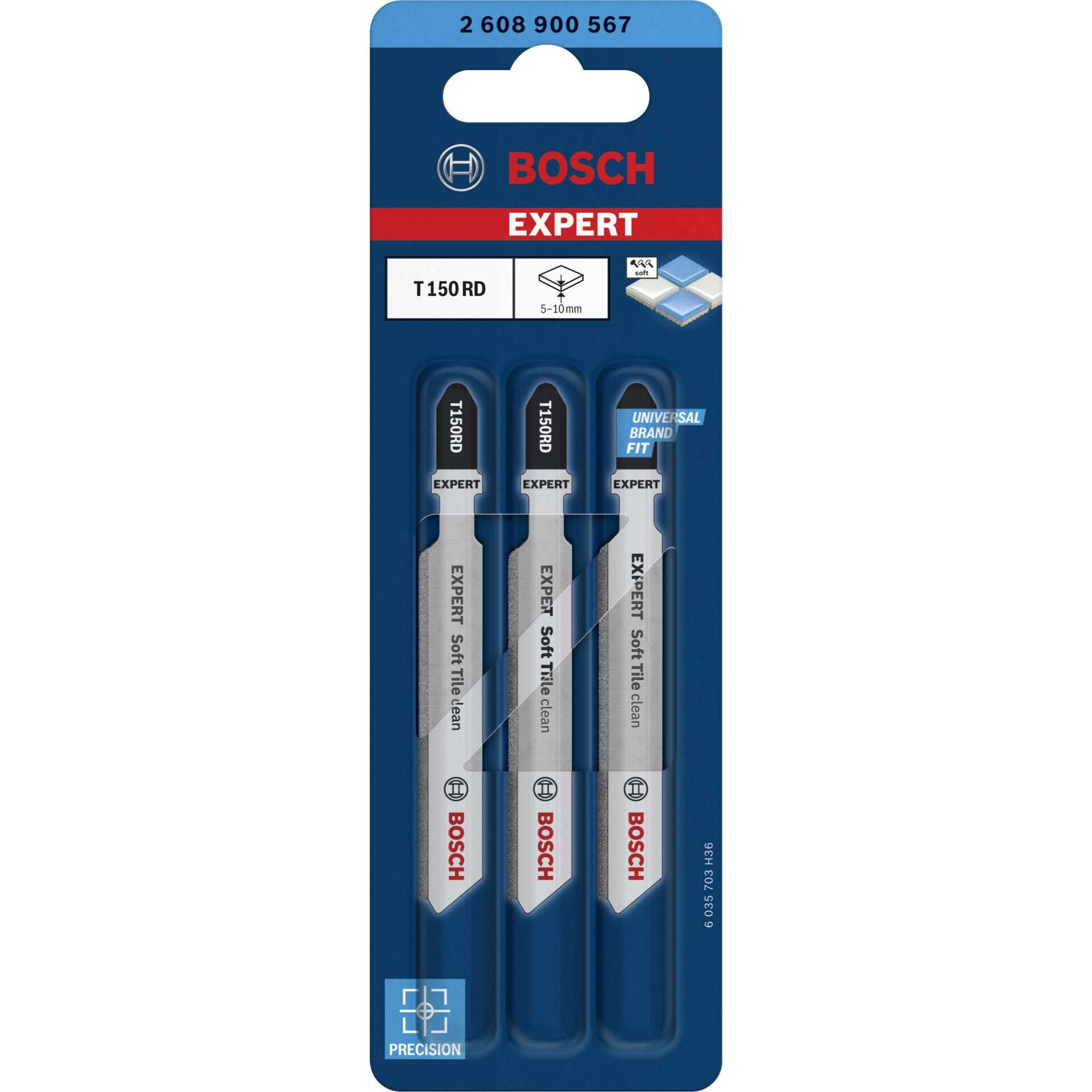 Trzy brzeszczoty w opakowaniu. Opakowanie ma tekst i grafikę.