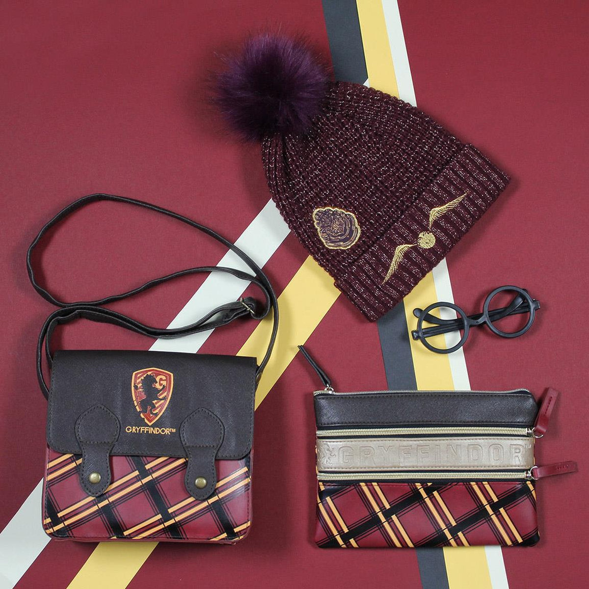 Set de papelería de Gryffindor: bolso, bolso, sombrero, gafas.