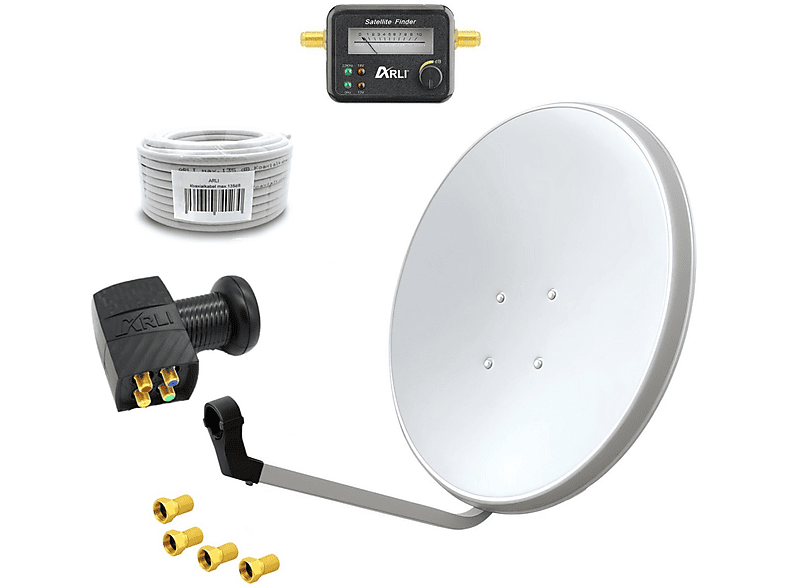 ARLI Satelliten Set 15m Kabel + Satfinder Sat Anlage (60 cm, Quad ...