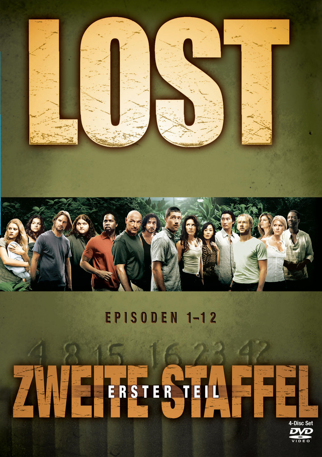 Poster für die Fernsehserie 'Lost', mit einer Gruppe von Menschen.