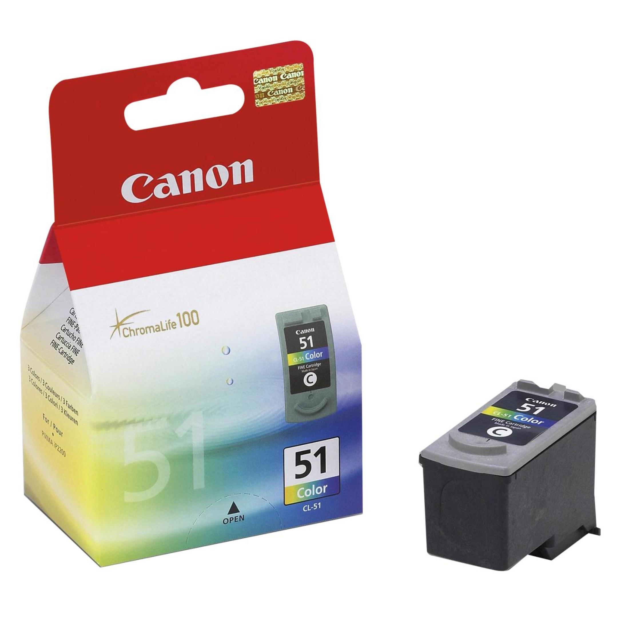 Una scatola di cartucce d'inchiostro Canon e una singola cartuccia. La scatola è rossa e bianca.