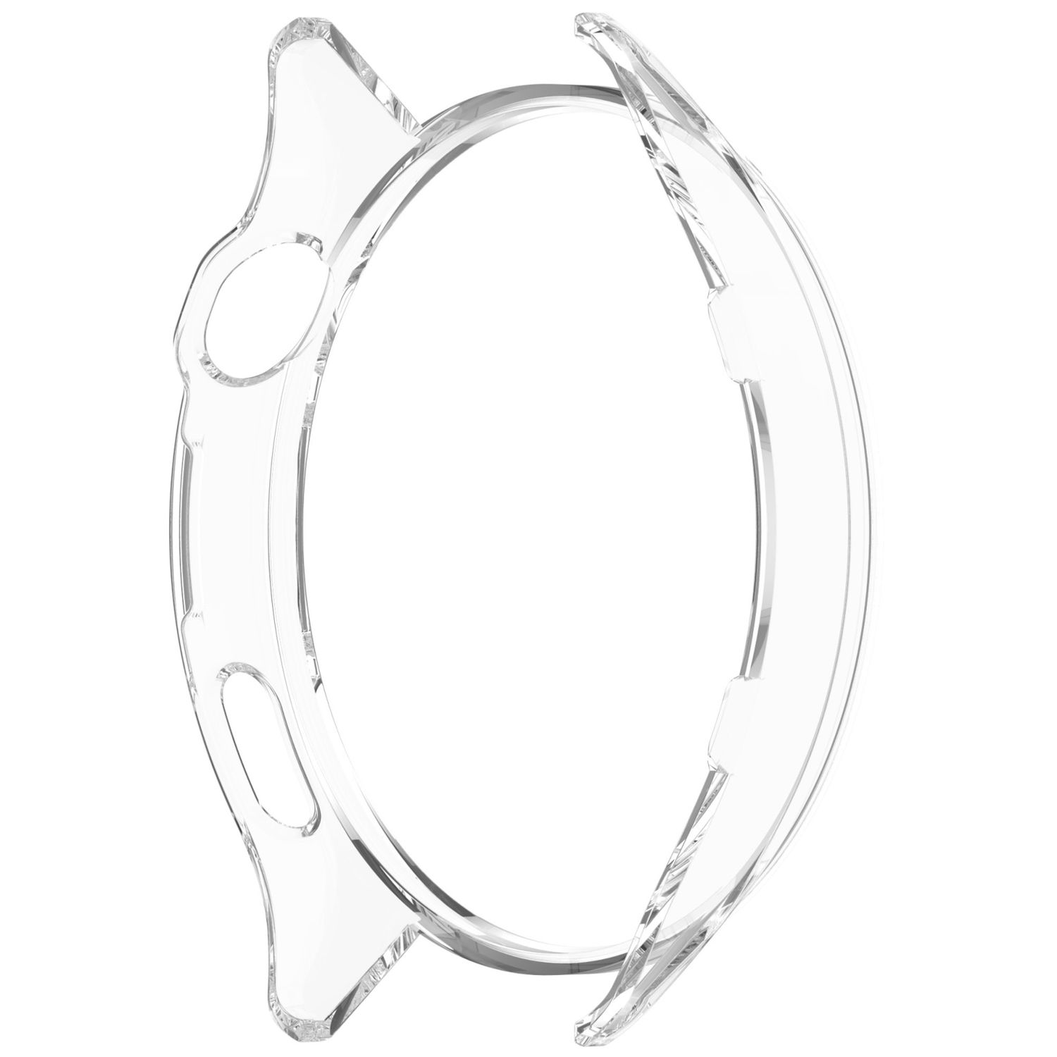 Una custodia per orologio trasparente, che mostra la forma e il design dell'orologio che protegge.