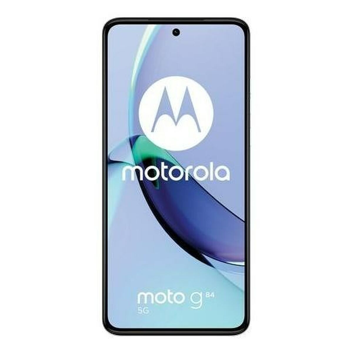 Telefono Motorola Moto g84. Vista frontale del telefono che mostra lo schermo, sfondo bianco.