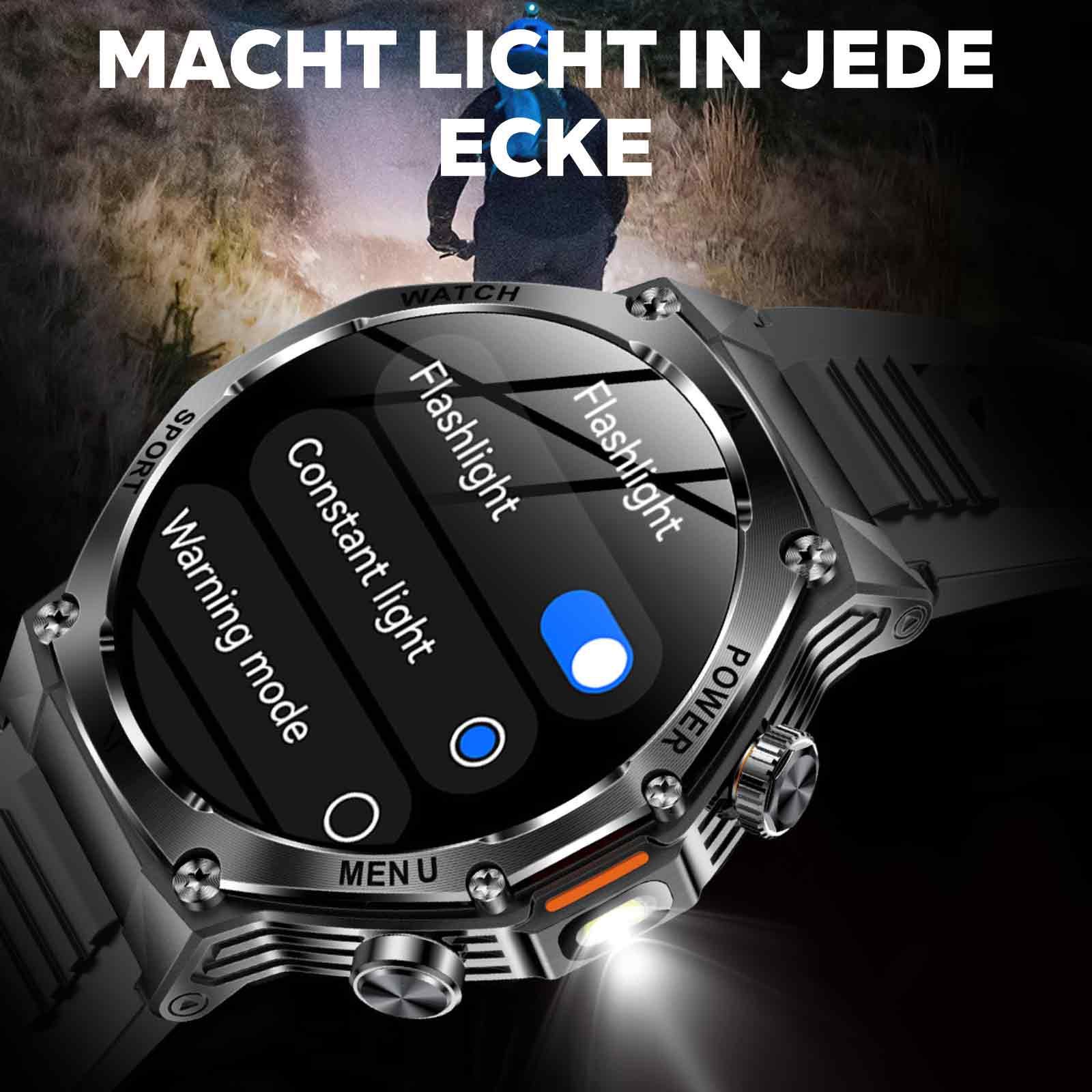 Nahaufnahme einer Digitaluhr mit verschiedenen Anzeigeoptionen, die Uhrenfunktionen zeigt.