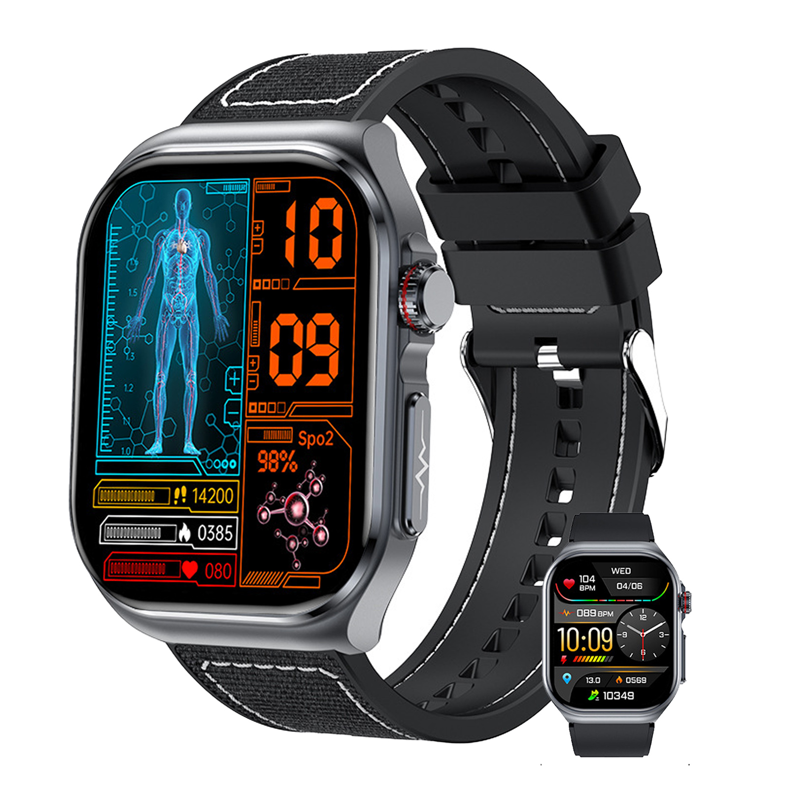 MARKETHAVEN Herren-Uhr mit Gesundheitsüberwachung ECG Smartwatch