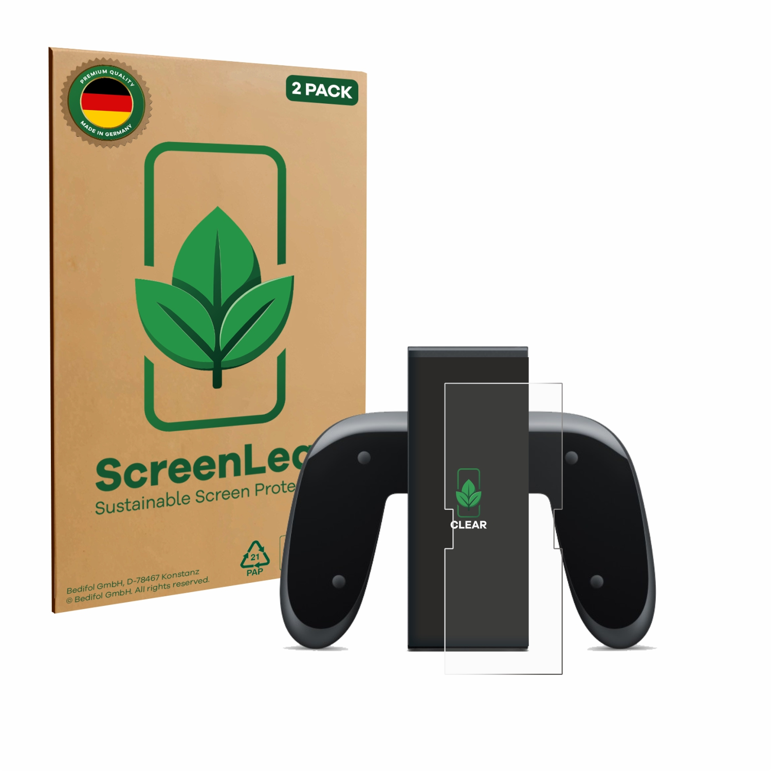Controller mit Displayschutzfolie und 2er-Packung. Klare Displayschutzfolie auf Controller.