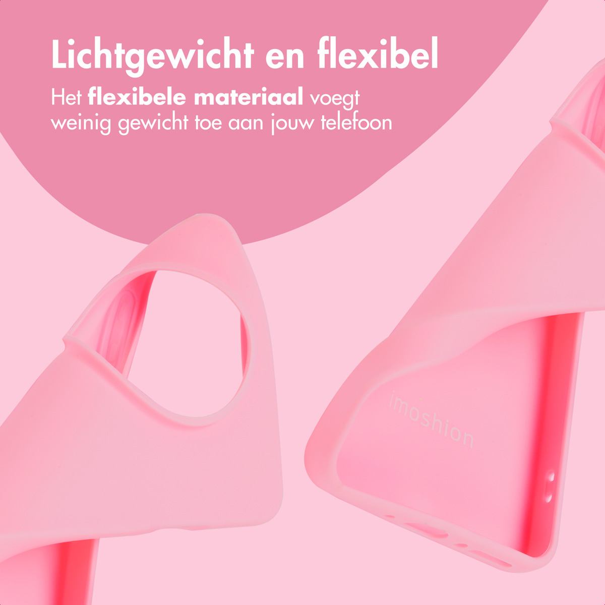 Roze telefoonhoesjes, lichtgewicht en flexibel, Imoshion logo zichtbaar.