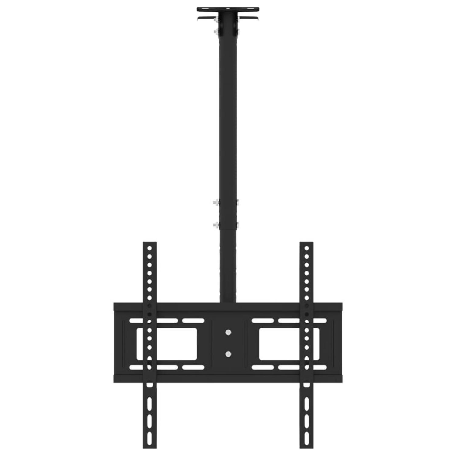Eine schwarze TV-Deckenhalterung mit rechteckigem Design.