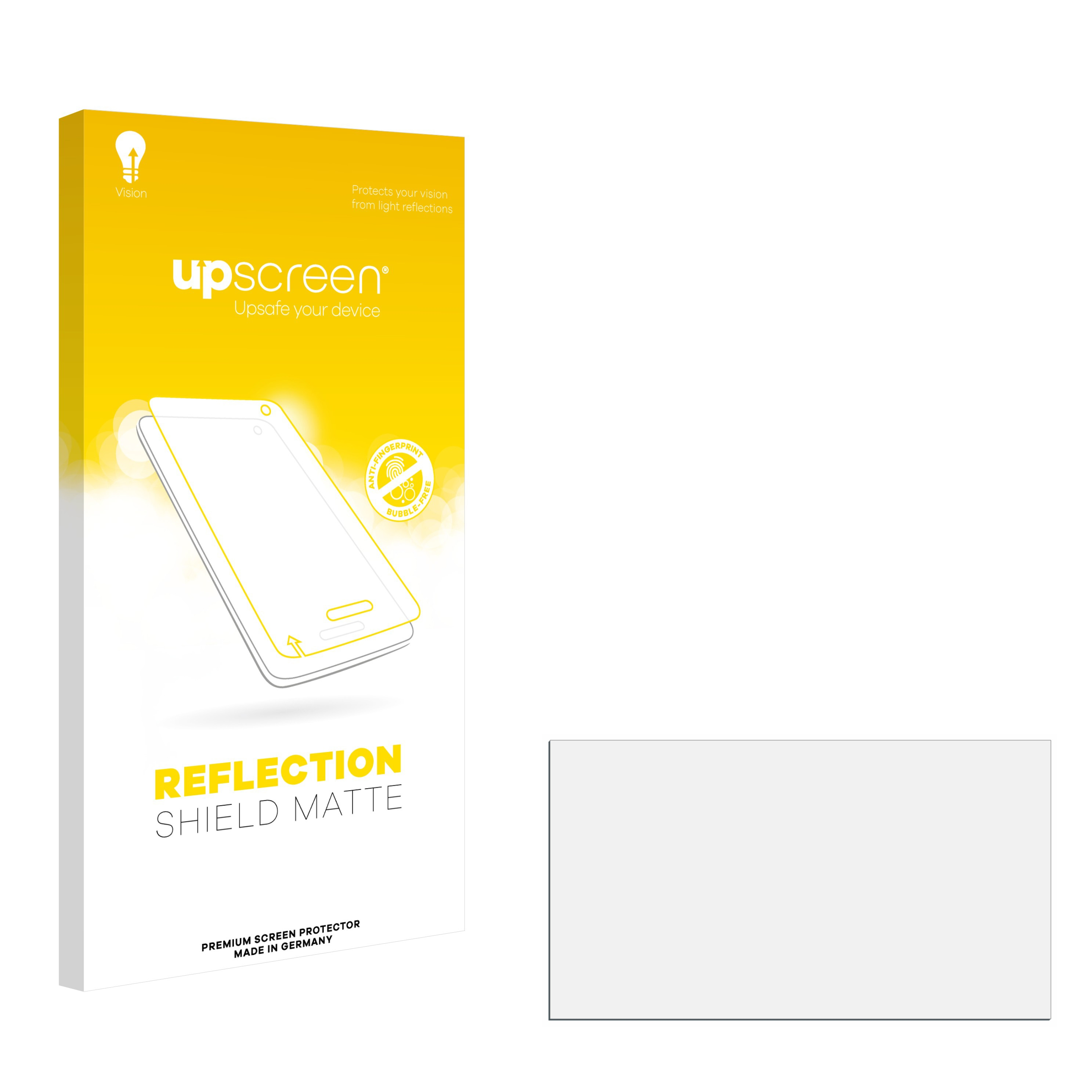 Eine weiße Box mit gelbem Logo und ein rechteckiger, transparenter Displayschutz.