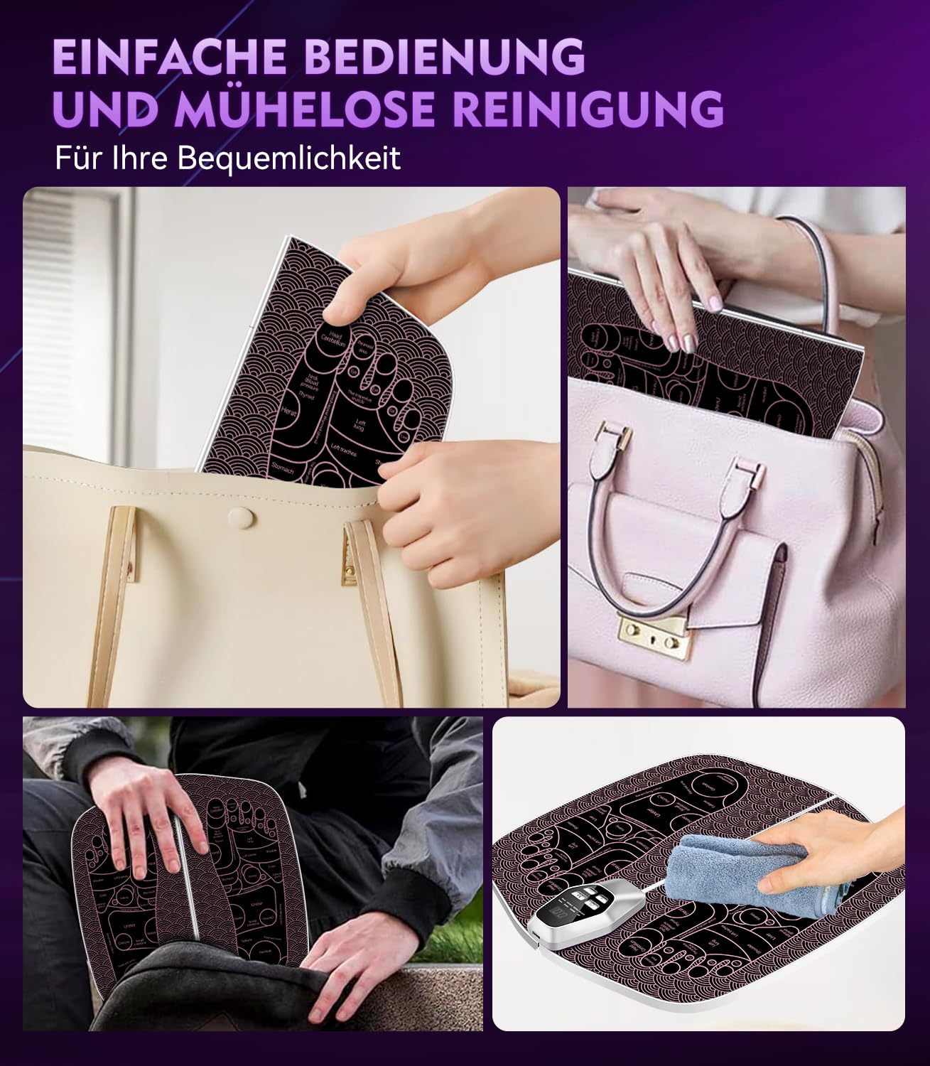 Fußmassagegerät mit einfacher Reinigung und Transportfähigkeit.