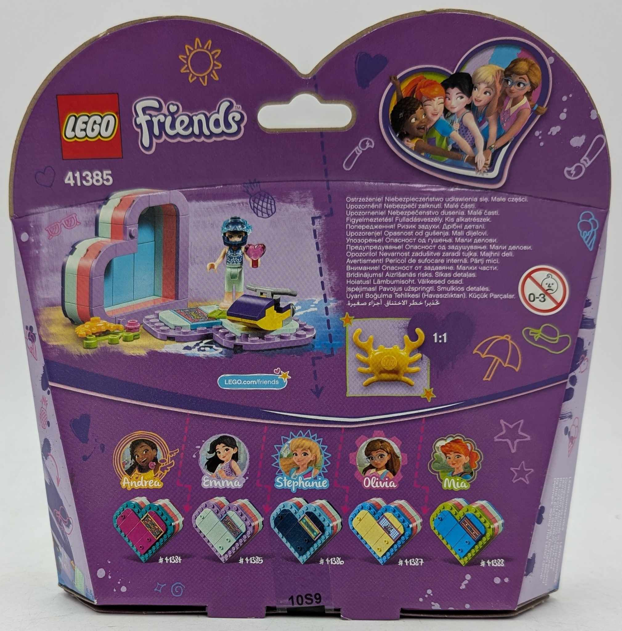 LEGO Friends Box. Die Box ist herzförmig. Es gibt Zeichnungen der Freunde darauf.