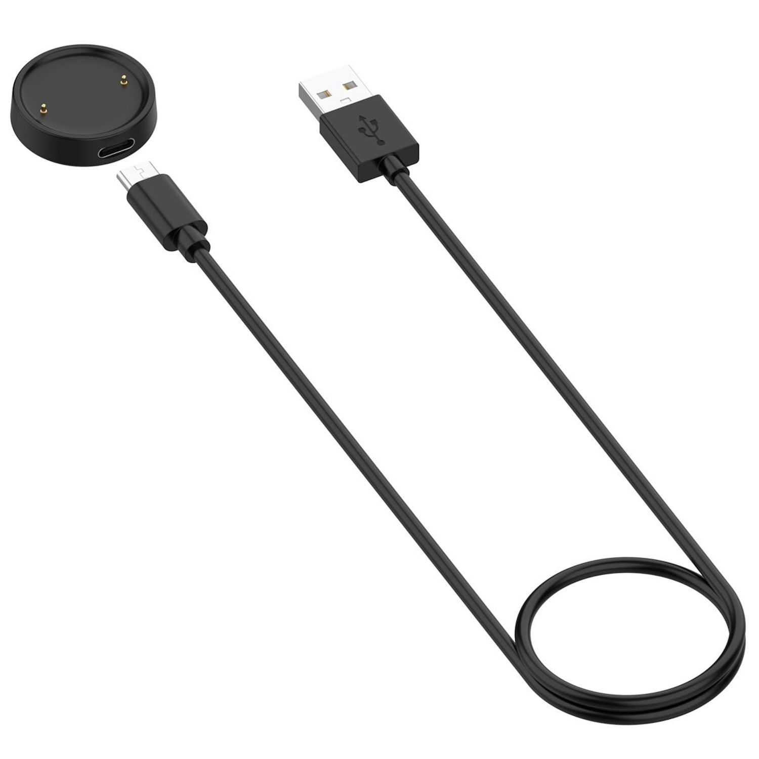 Schwarzes USB-zu-Uhren-Ladekabel.
