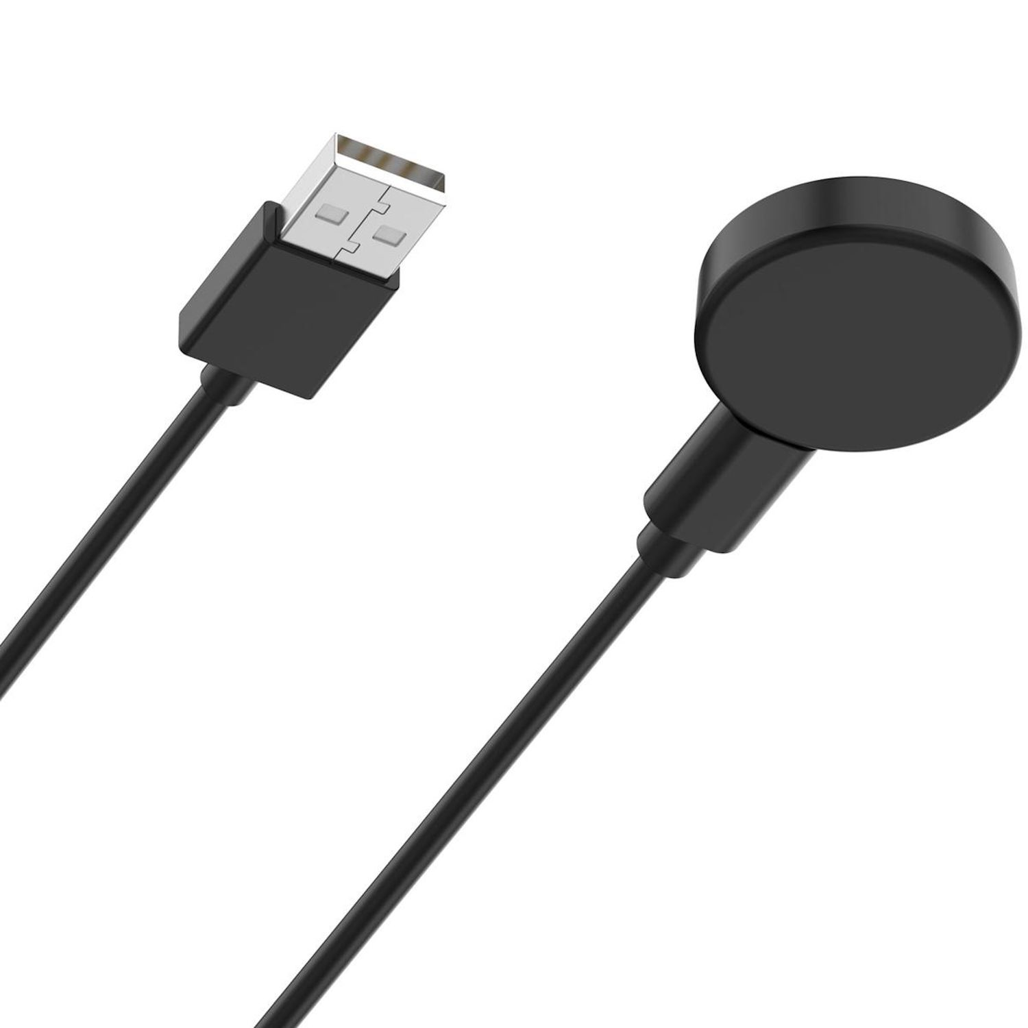 Schwarzes Uhrenladegerät mit USB-Anschluss.