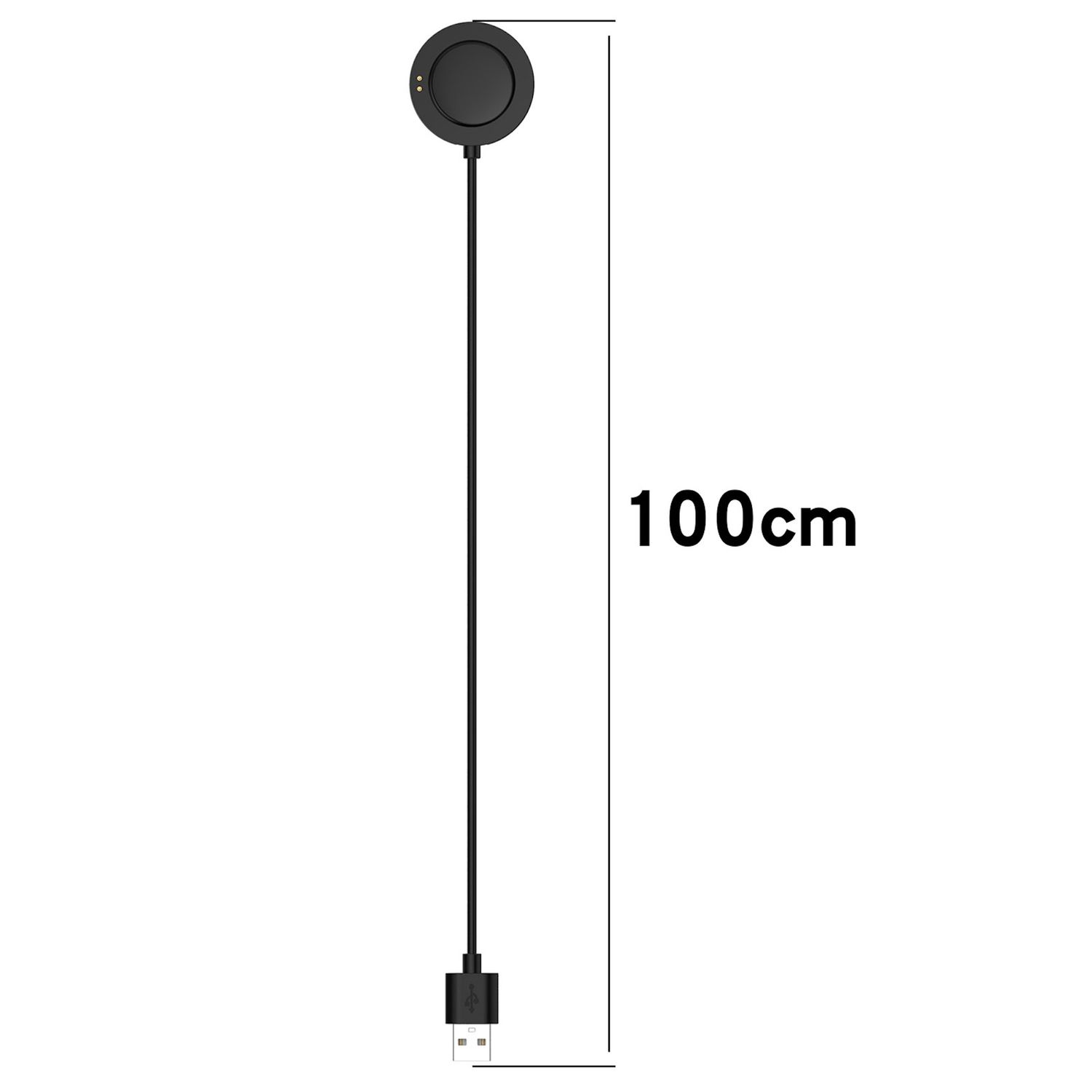 Schwarzes Uhrenladegerät mit Kabel, 100cm lang.