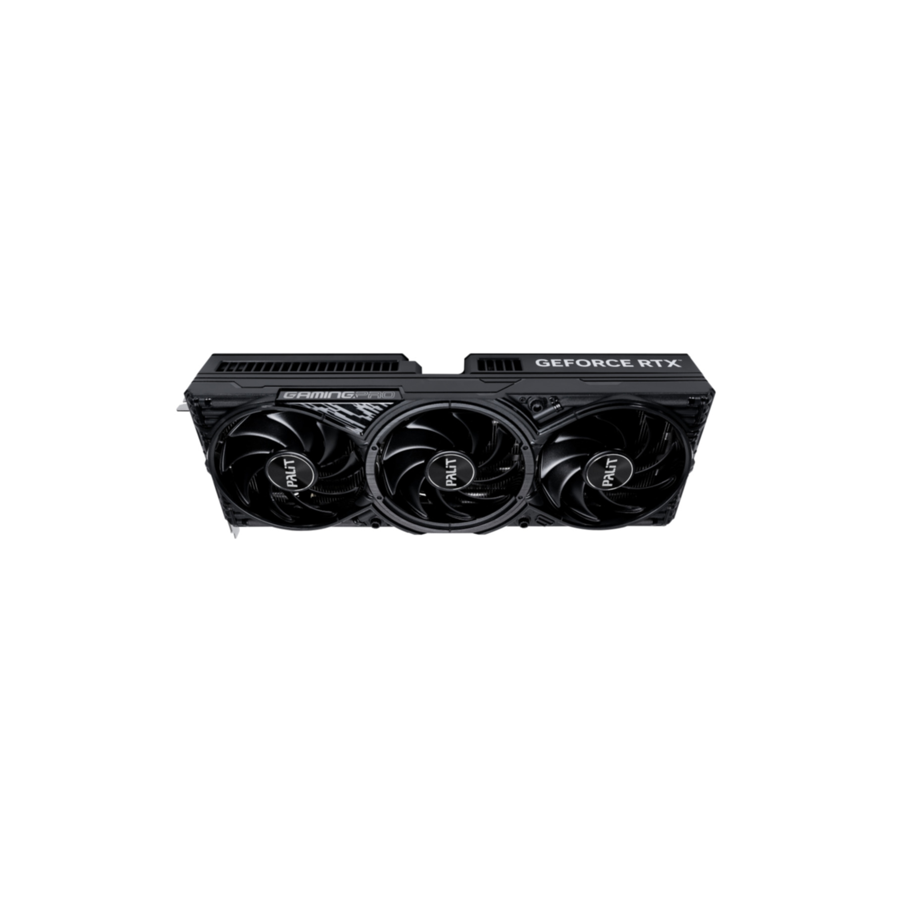 Black GPU with three fans, labeled PALIT and GeForce RTX. White background.