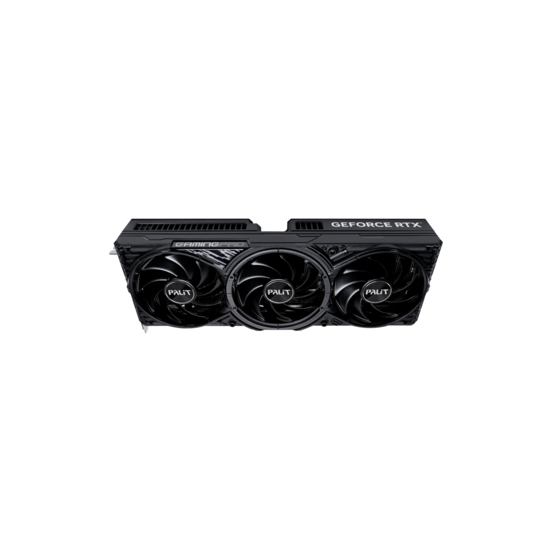 Black GPU with three fans, labeled PALIT and GeForce RTX. White background.